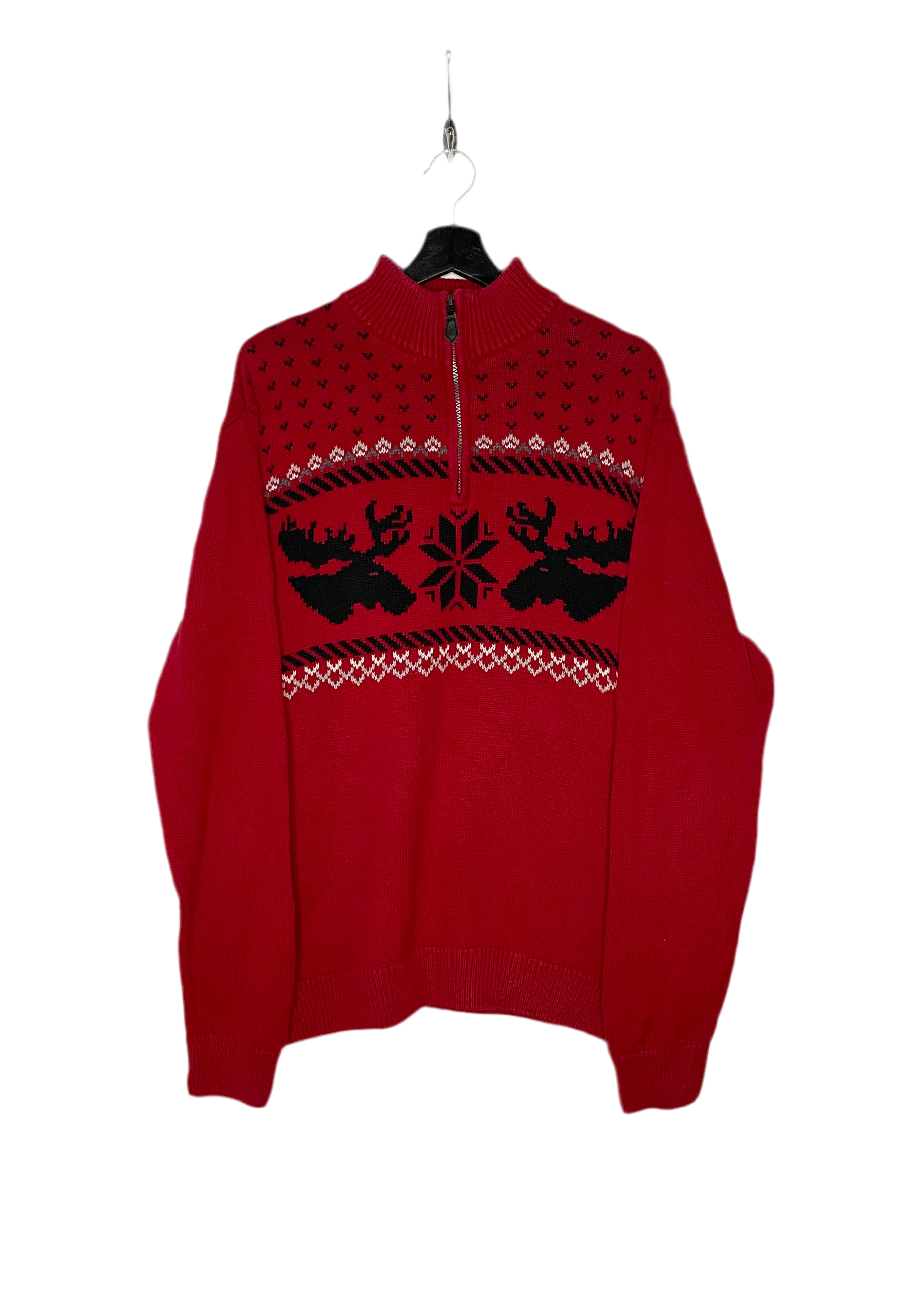 Chaps Vintage Weihnachts Q-Zip Pullover Rot Größe XL