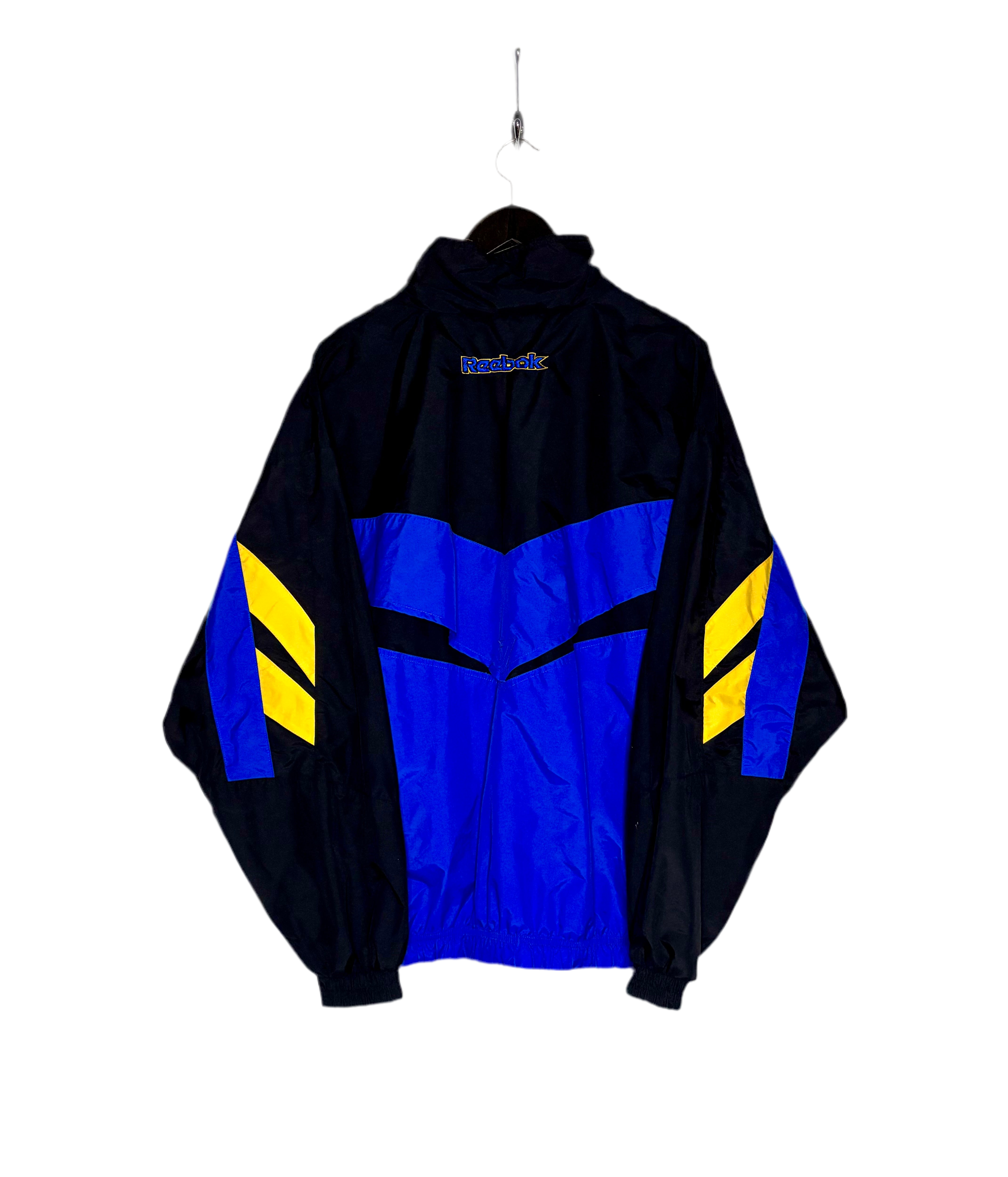 Reebok Vintage Windbreaker Schwarz/Gelb/Blau Größe L