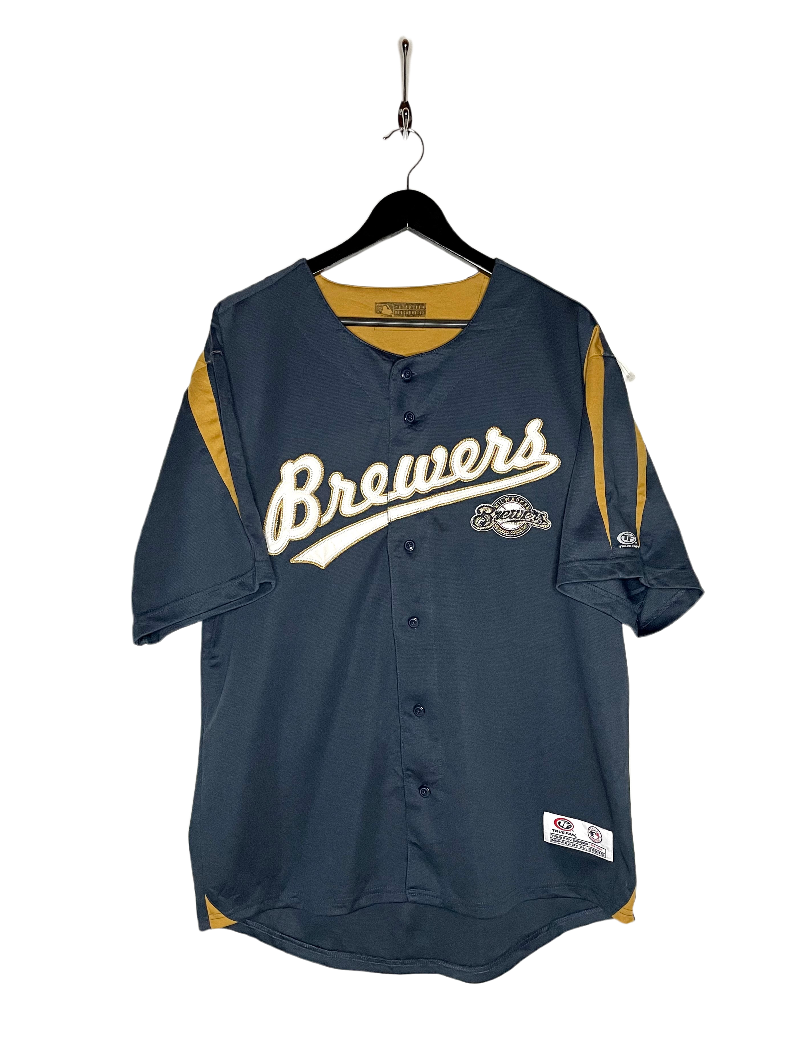 True Fan Milwaukee Brewers Jersey Blau/Gold Größe L