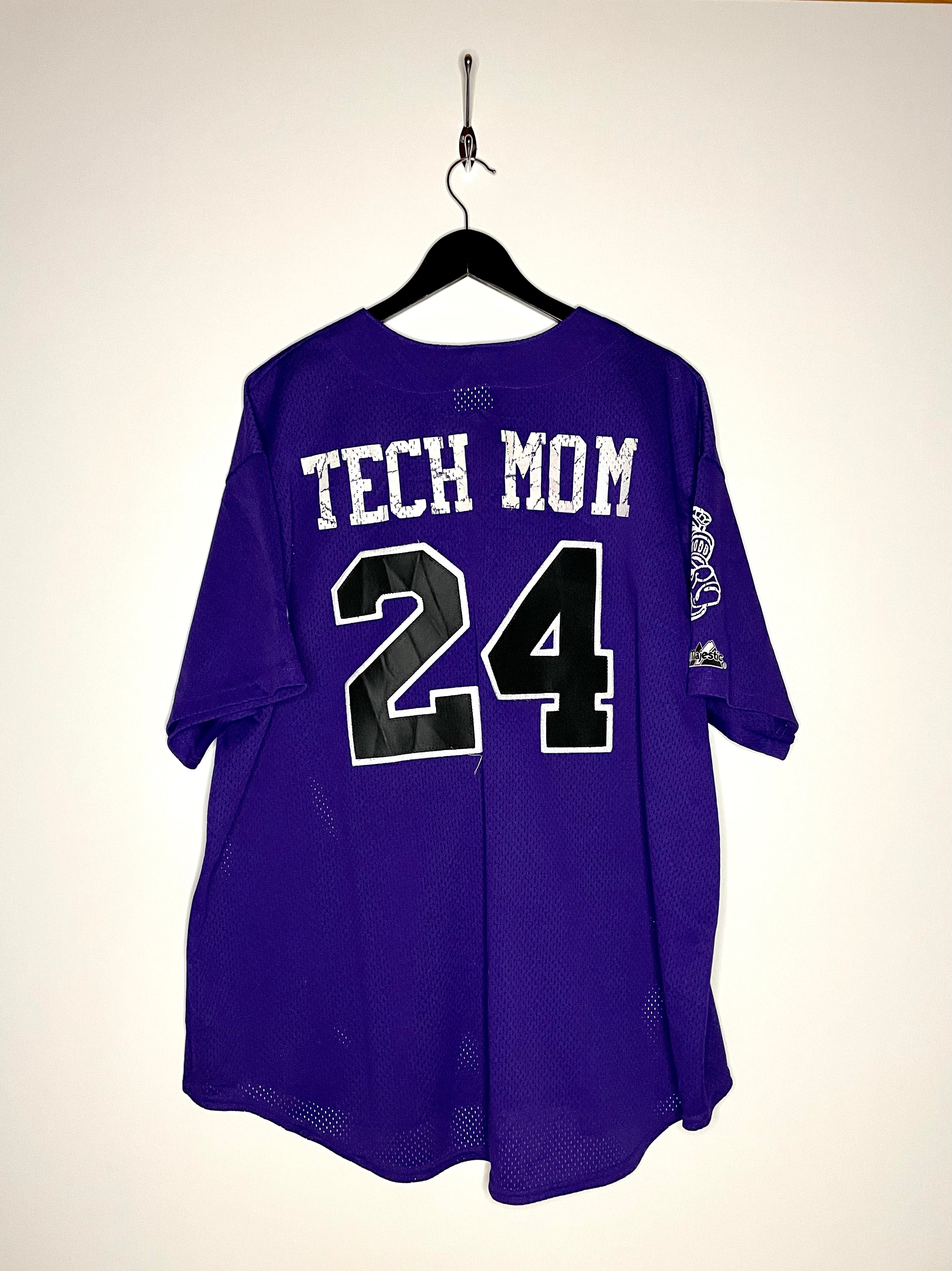Majestic Baseball Jersey Tech Mom #24 Purple Size XXL