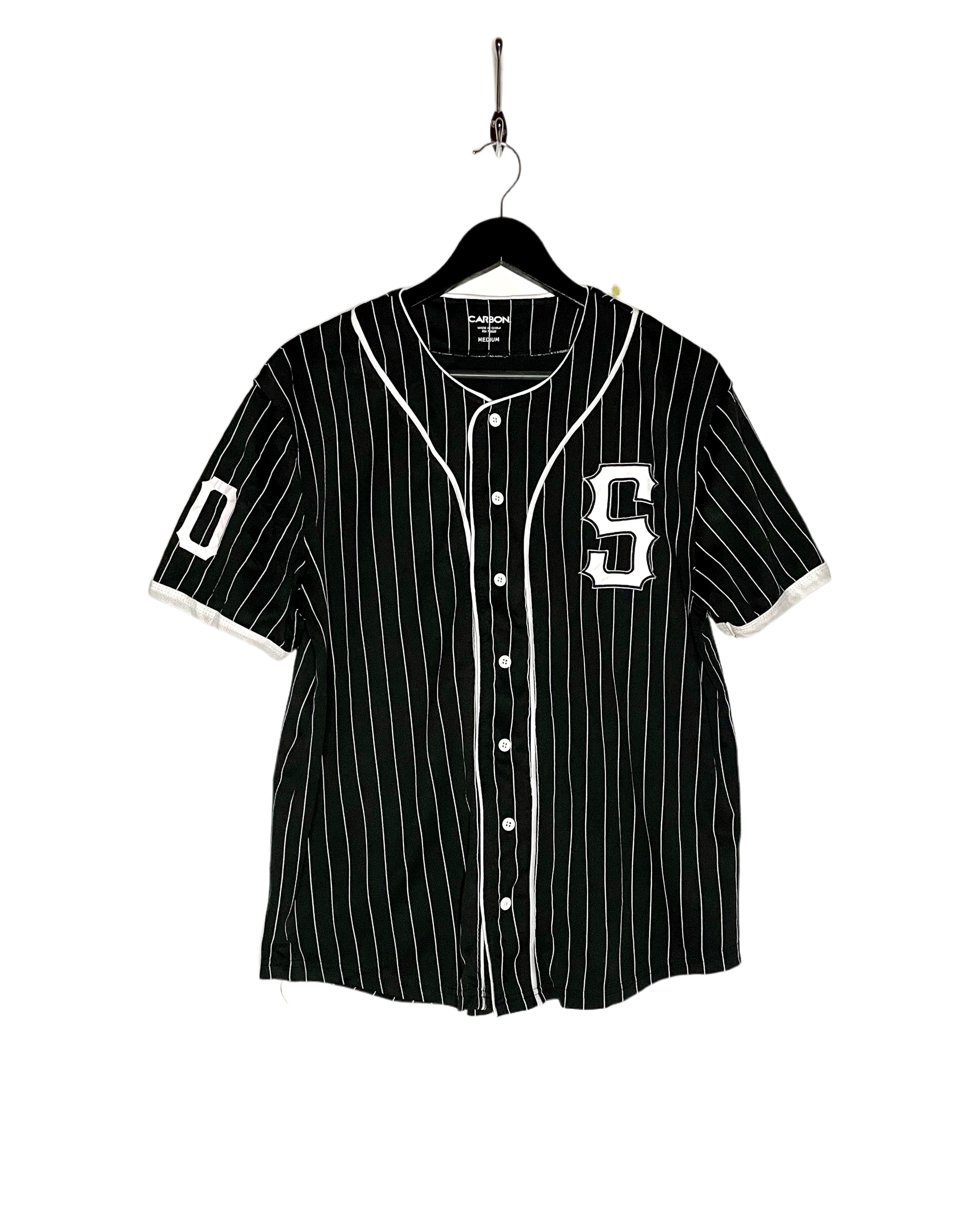 Carbon Baseball Jersey #00 Savage Schwarz/Weiß Größe M