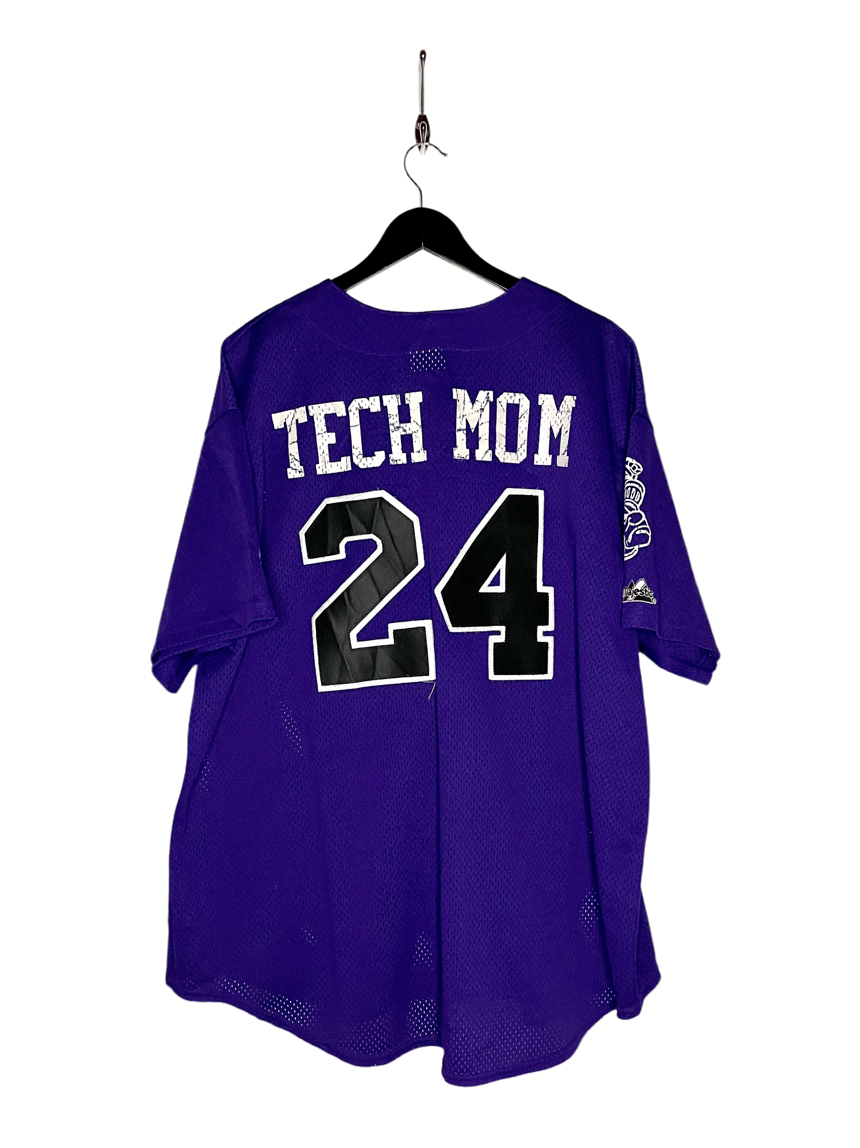 Majestic Baseball Jersey Tech Mom #24 Purple Size XXL