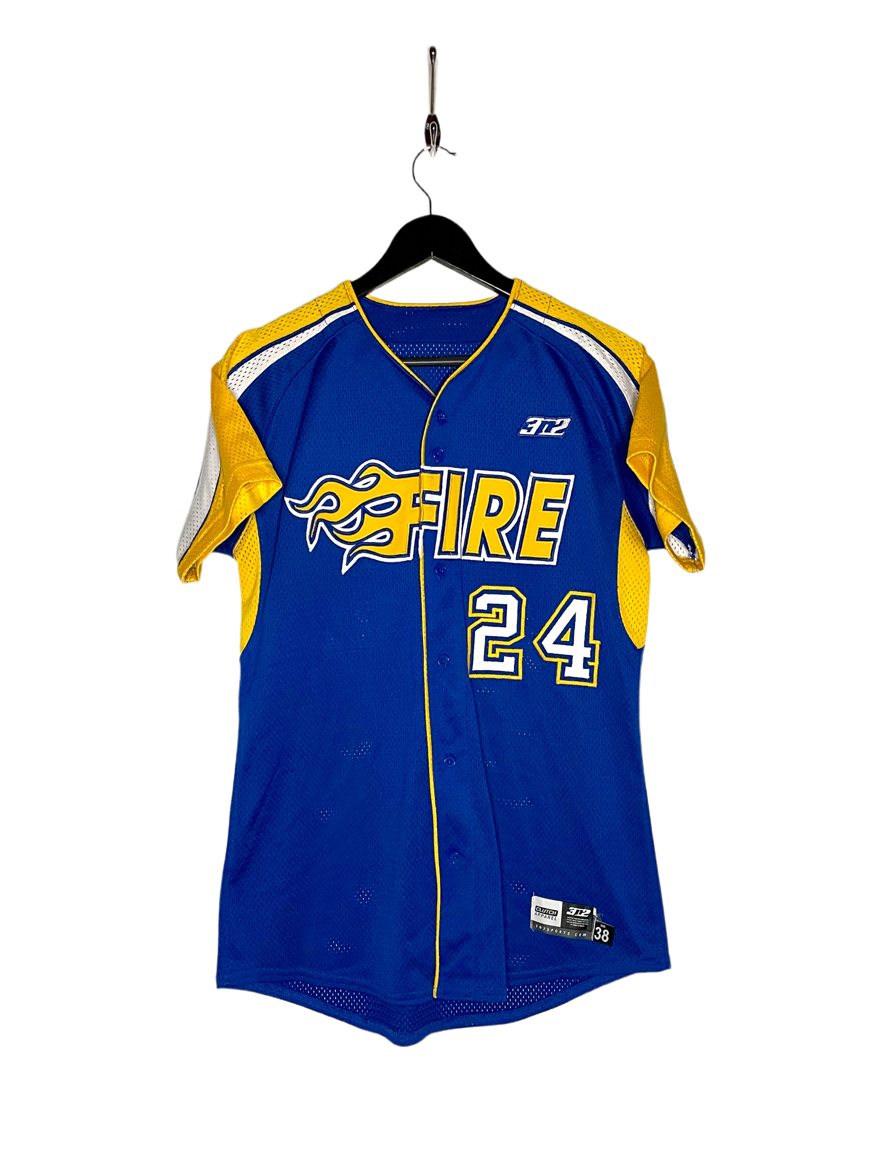 3N2 Sport Baseball Jersey Westchester Fire #24 Blau/Gelb Größe M