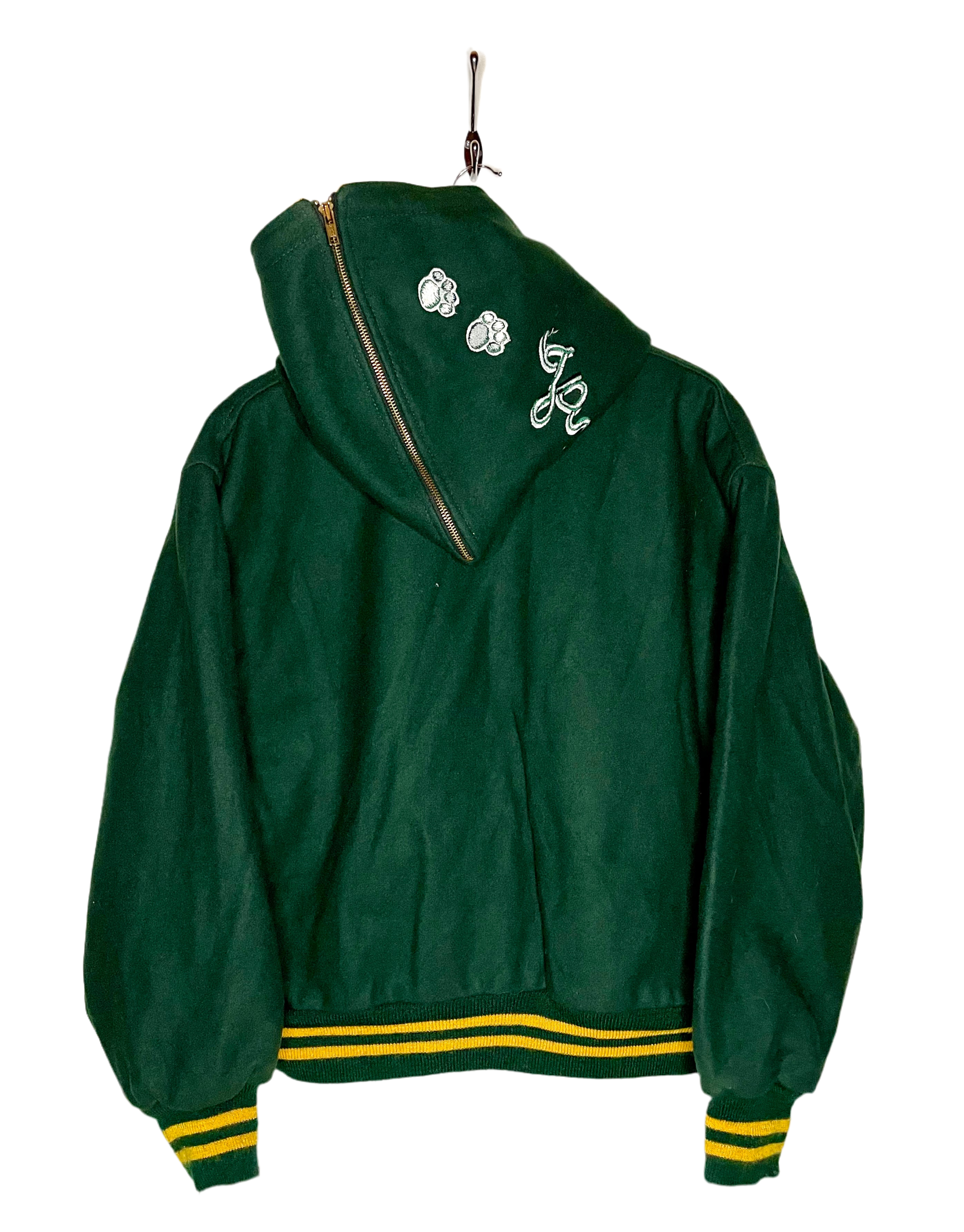 Ripon Vintage Lana Varsity Chaqueta Verde Tamaño M 