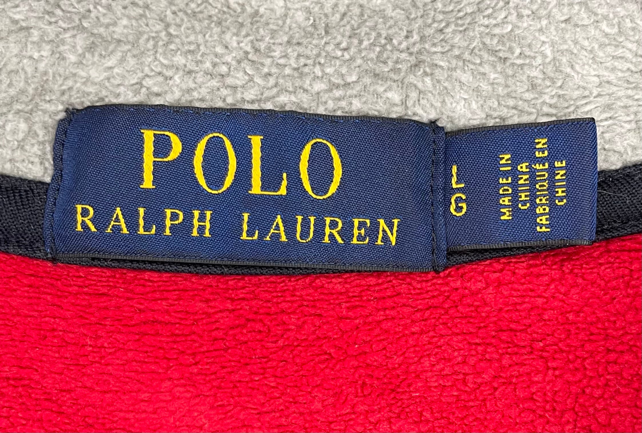 Ralph Lauren Vintage Fleece Q-Zip Sweater Rot Größe L