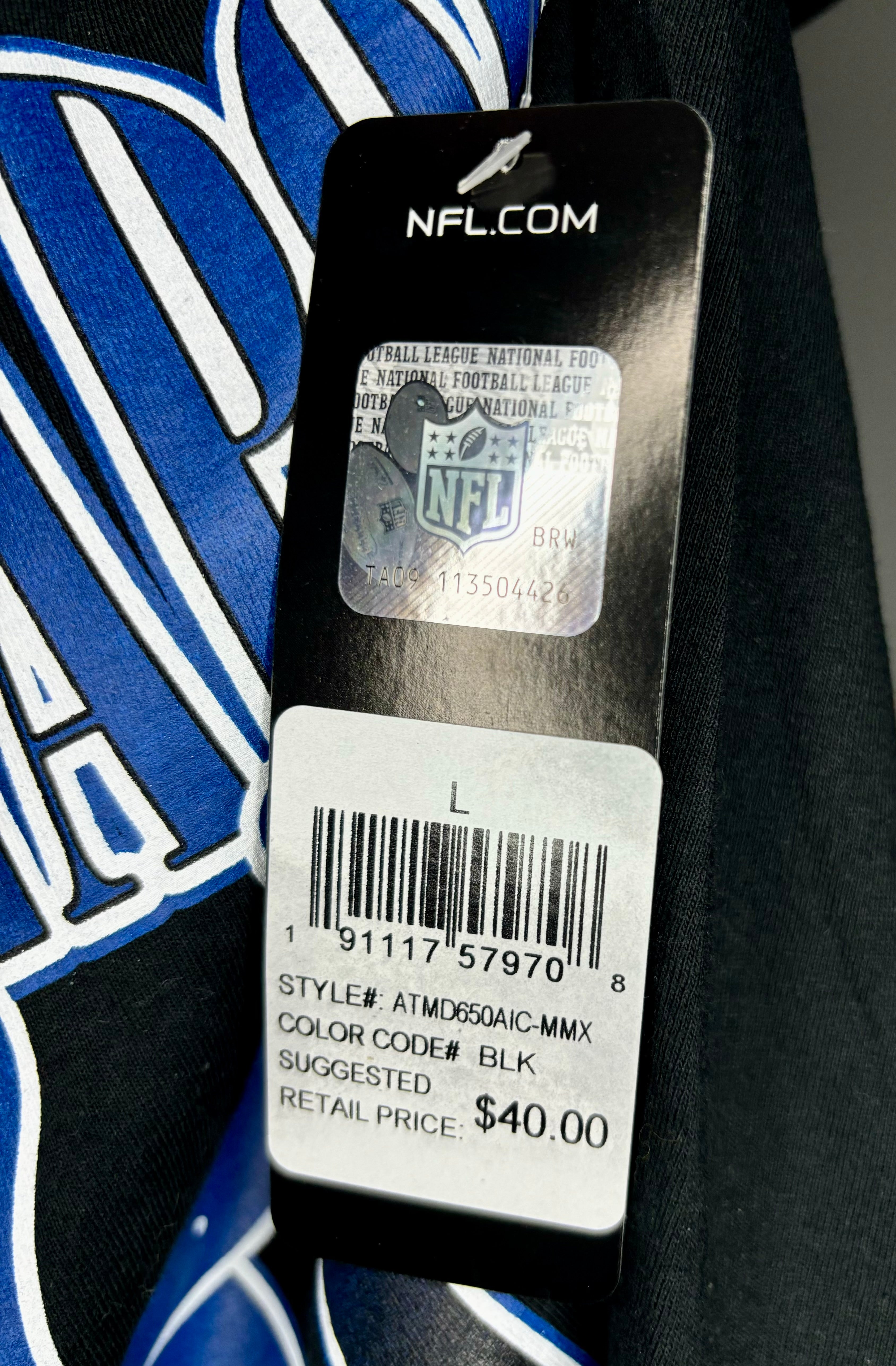 NFL Indianapolis Colts Football T-Shirt Schwarz Größe L Neu