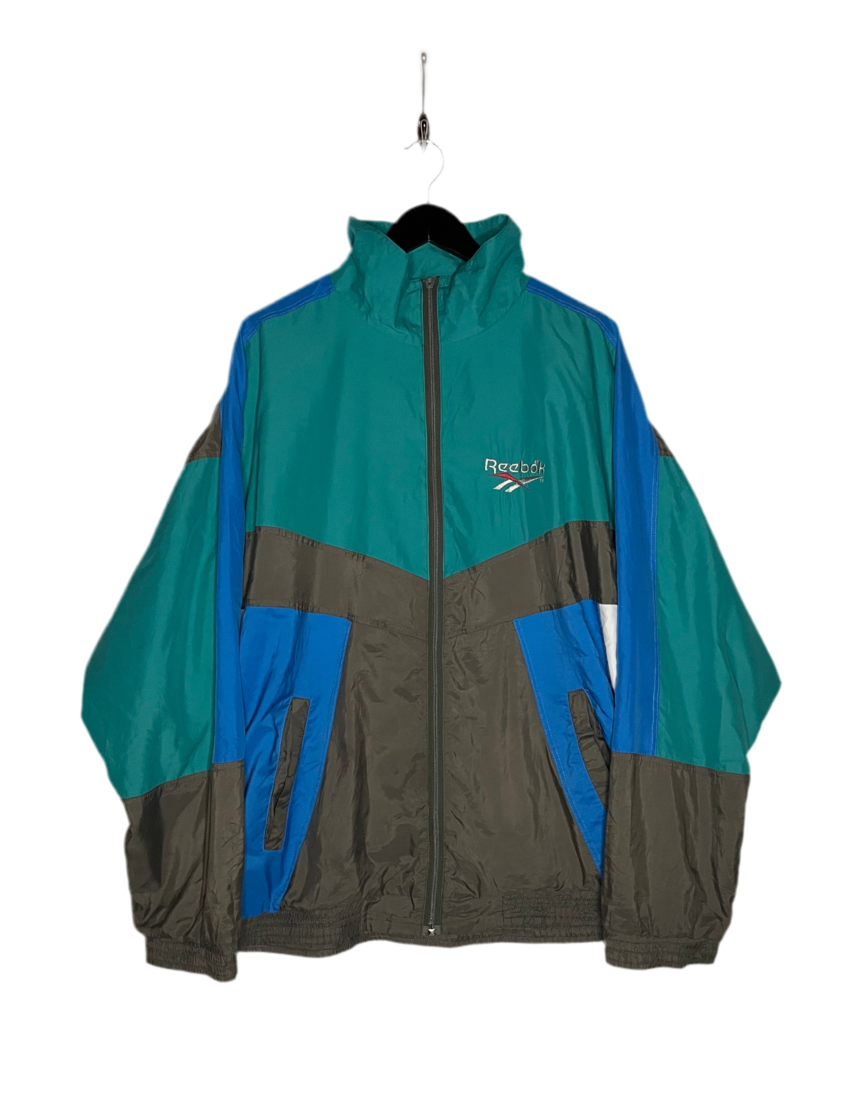 Reebok Vintage Trainingsjacke Grün/Grau/Blau Größe XL