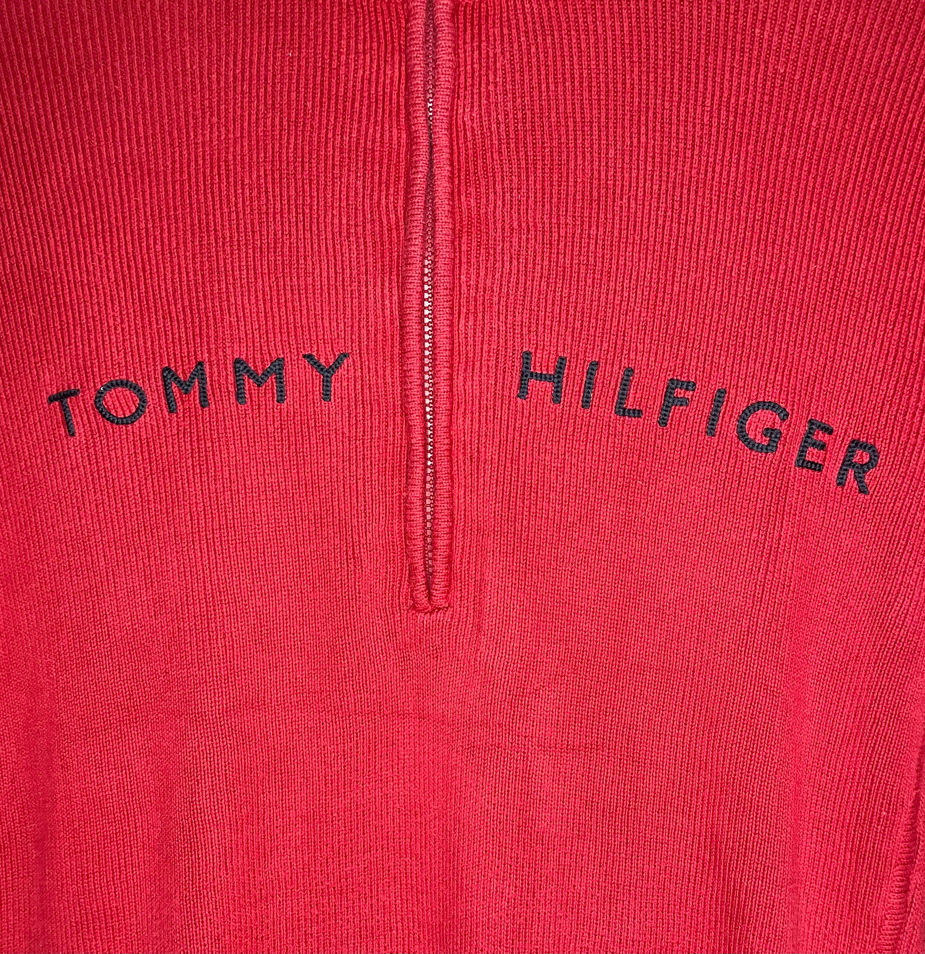 Tommy Hilfiger Vintage Q-Zip Sweater Red Size L