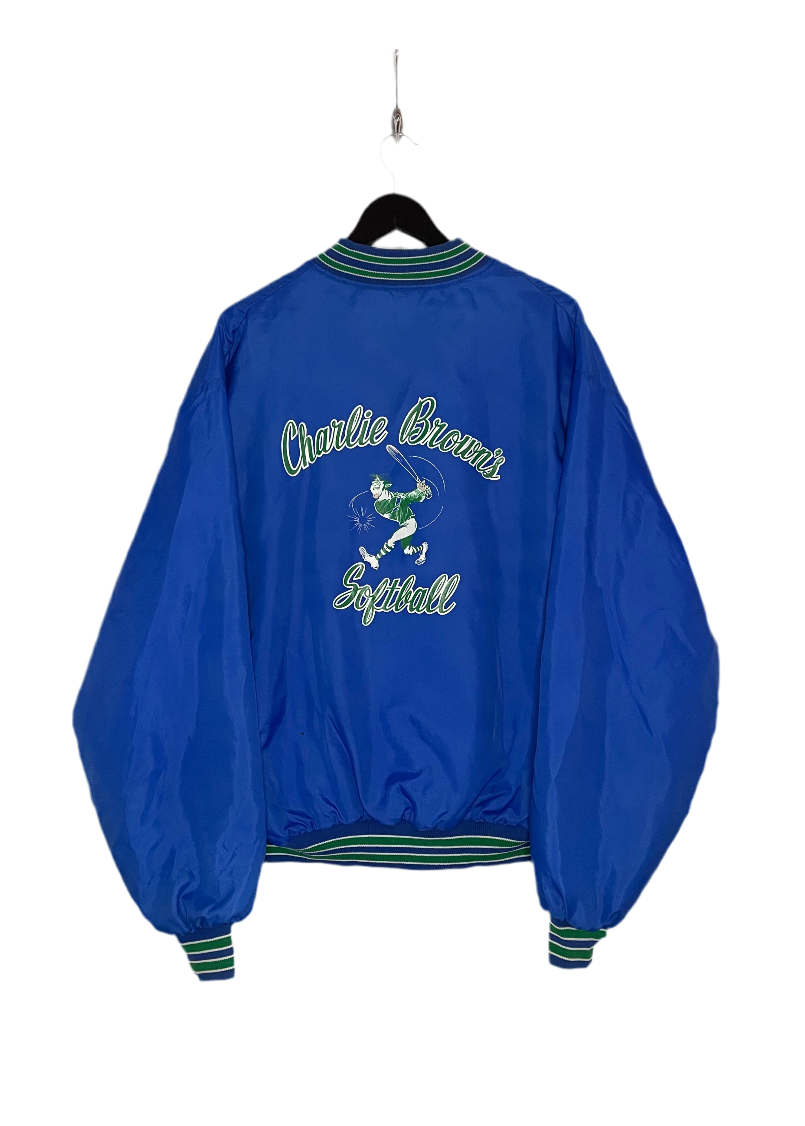 Vintage Baseball Jacke Charlie Brown`s Softball Blau Größe L