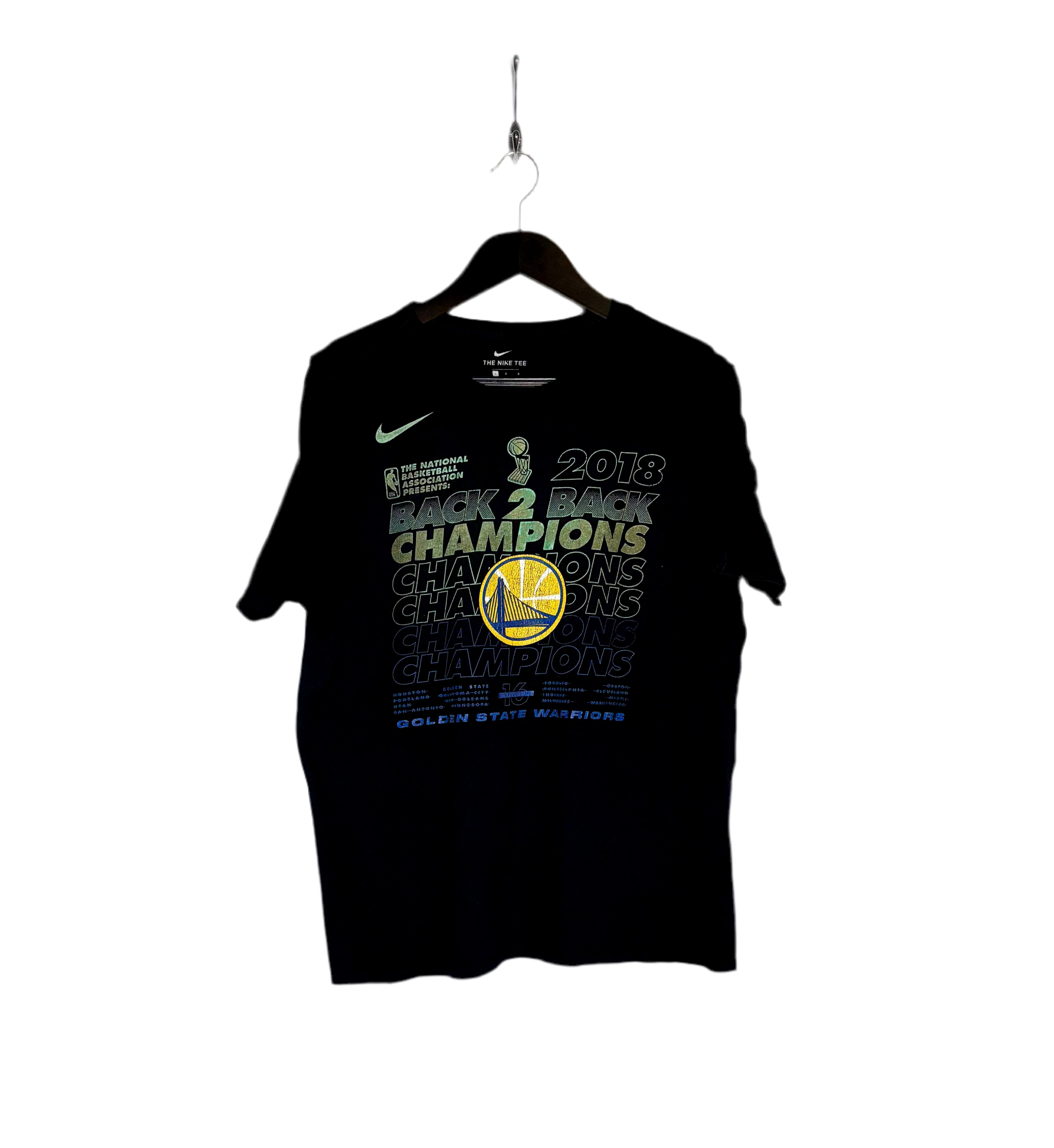 Nike NBA Back 2 Back Champions Golden State Warriors T-Shirt Schwarz Größe L