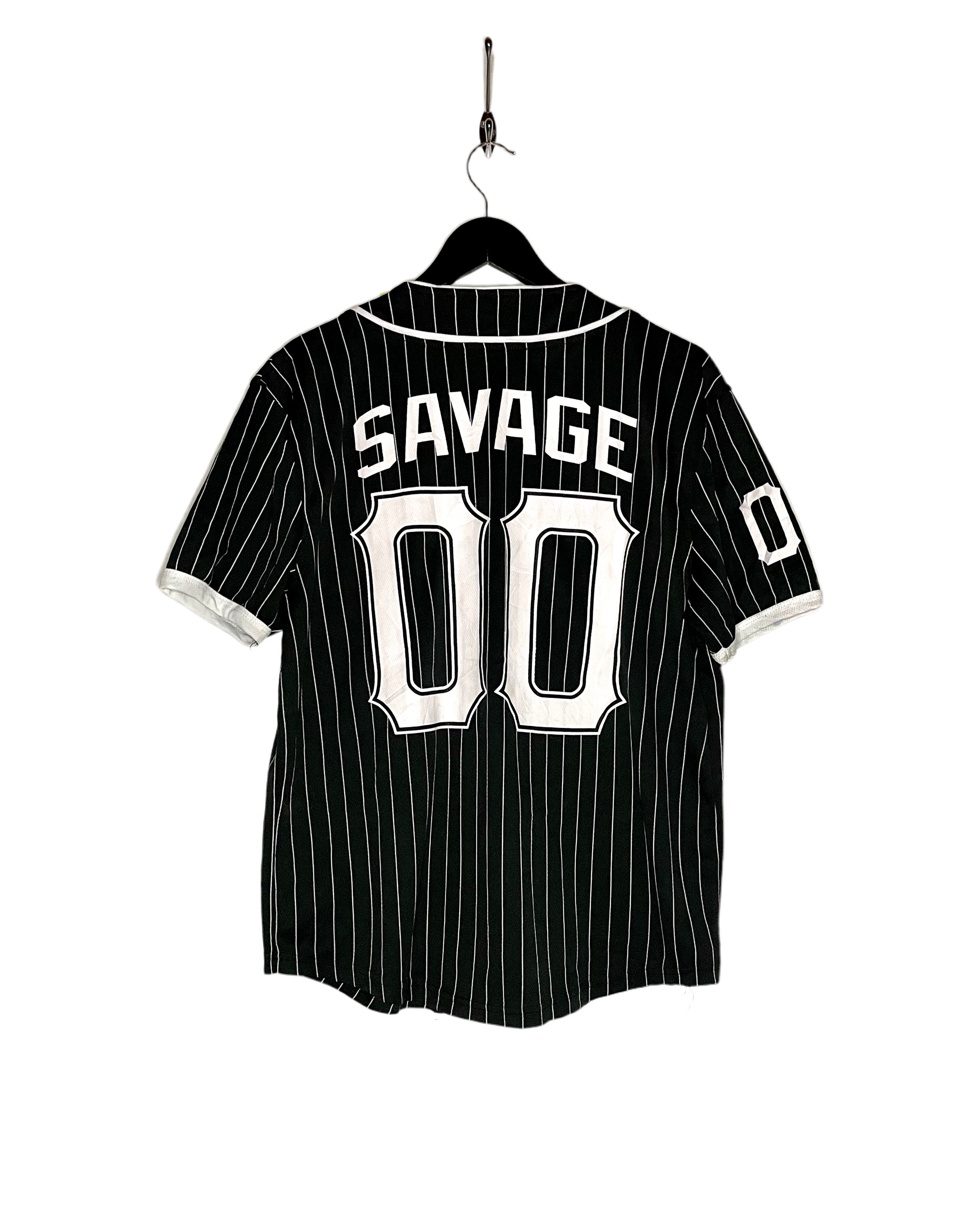 Carbon Baseball Jersey #00 Savage Schwarz/Weiß Größe M