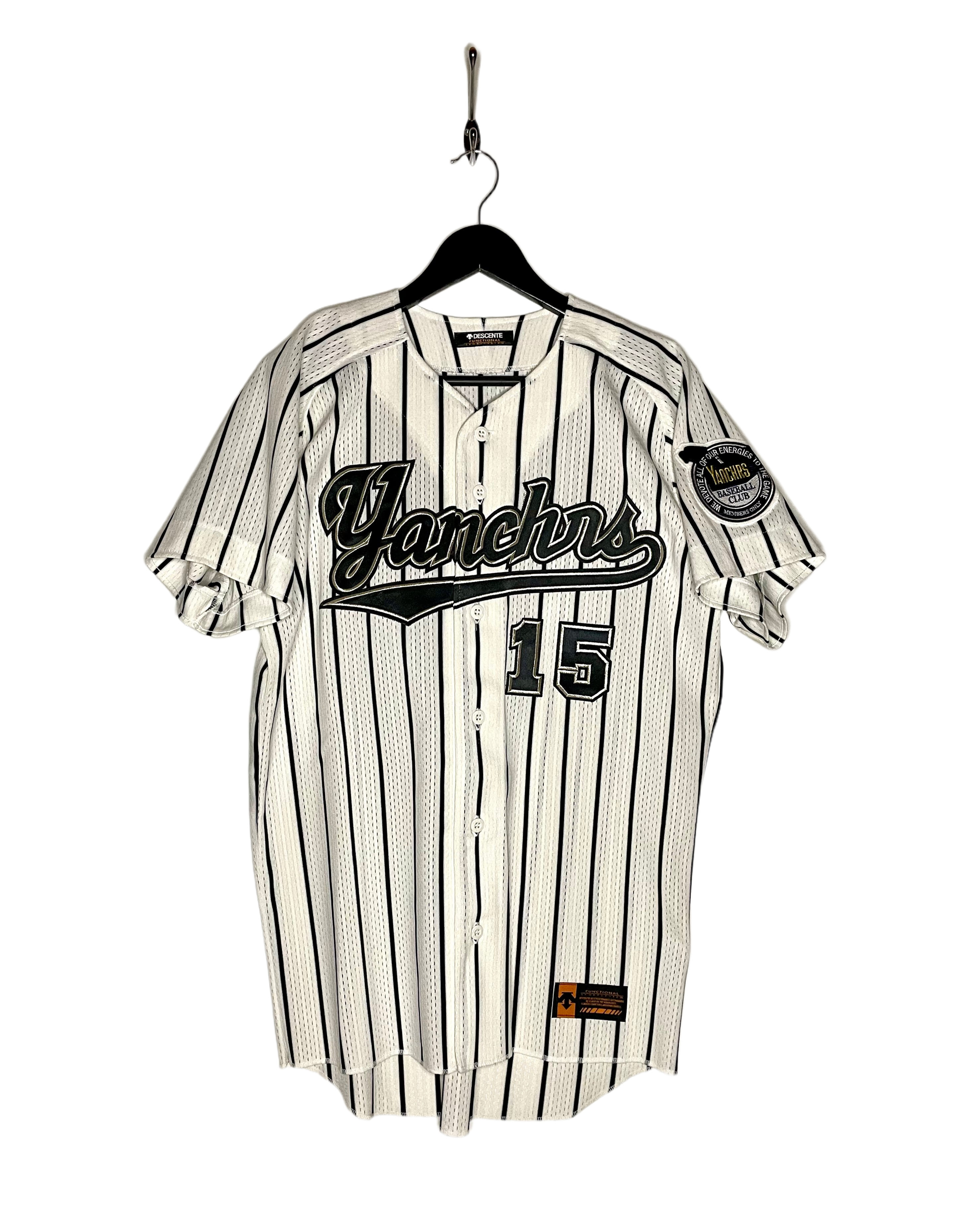 Descente Baseball Jersey Yanchrs #15 Weiß/Schwarz Größe L