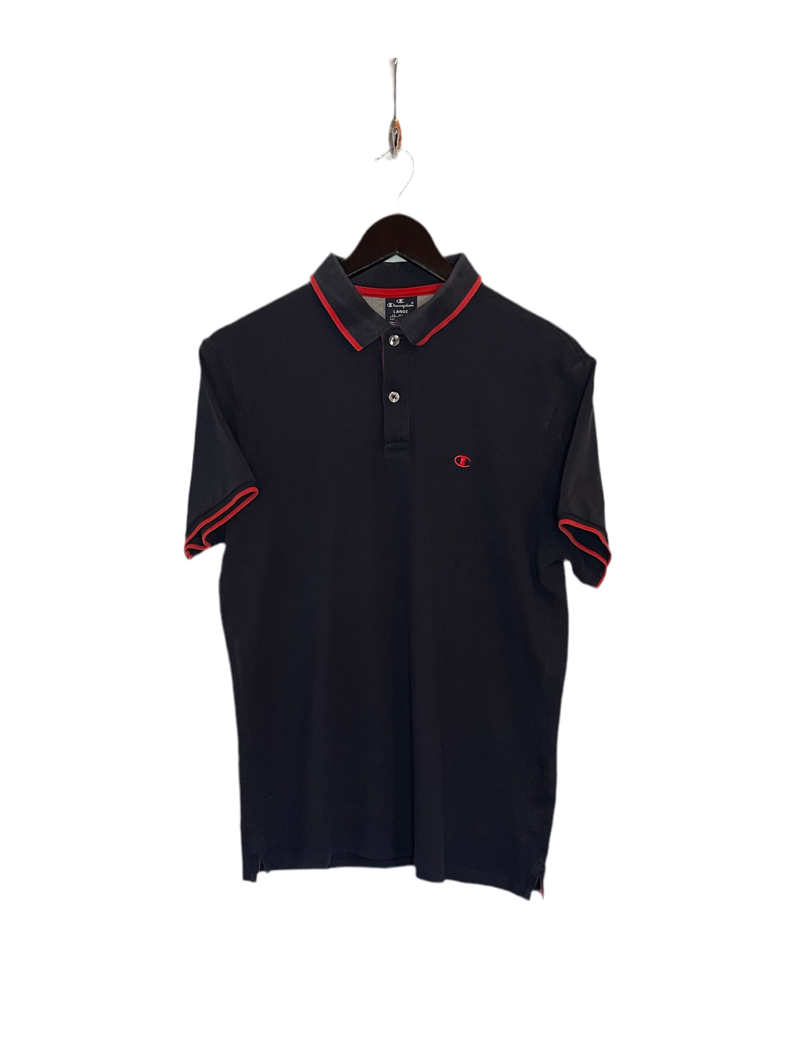 Champion Vintage Poloshirt Blau/Rot Größe L Kinder