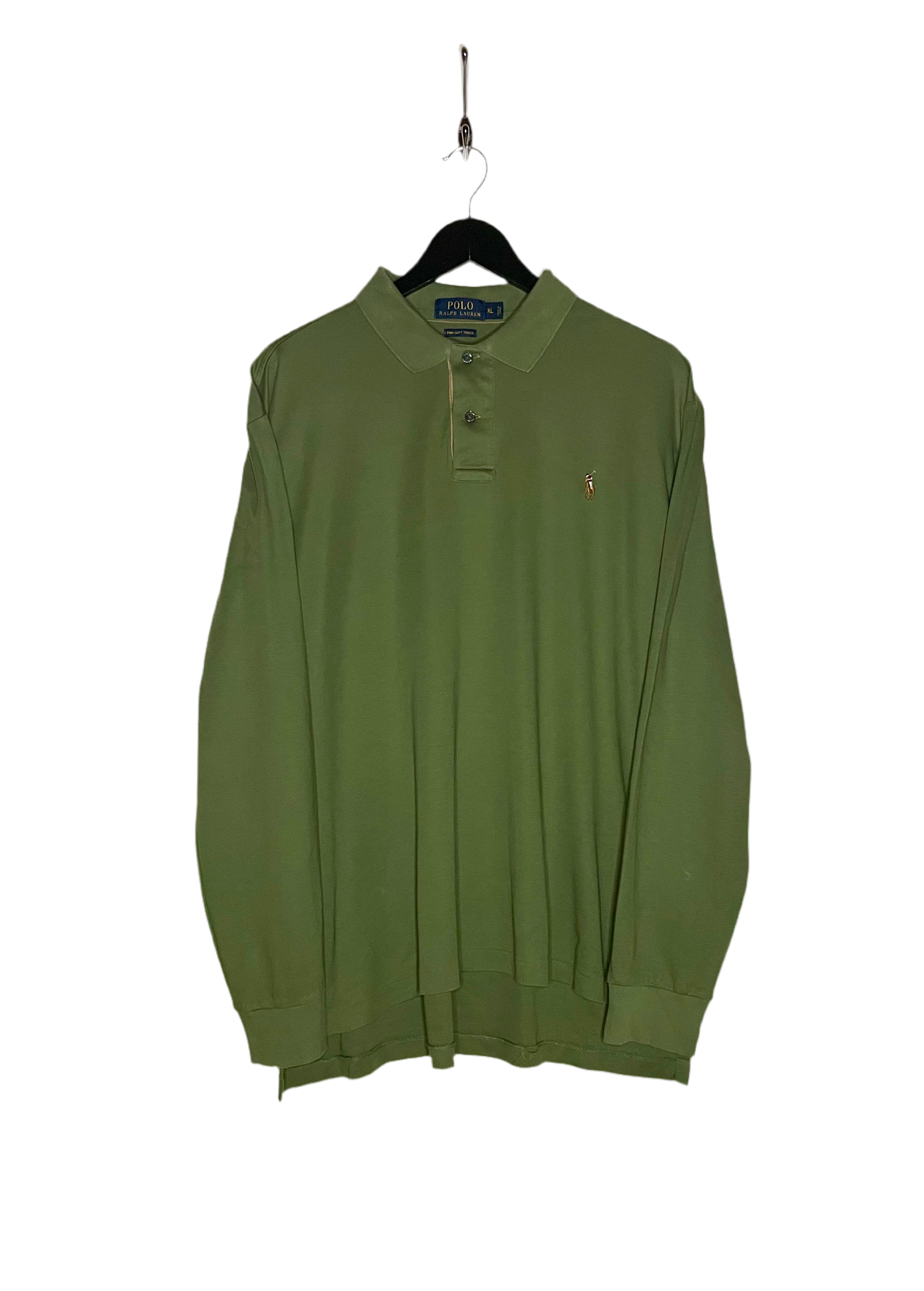 Ralph Lauren langarm Poloshirt Grün Größe XL