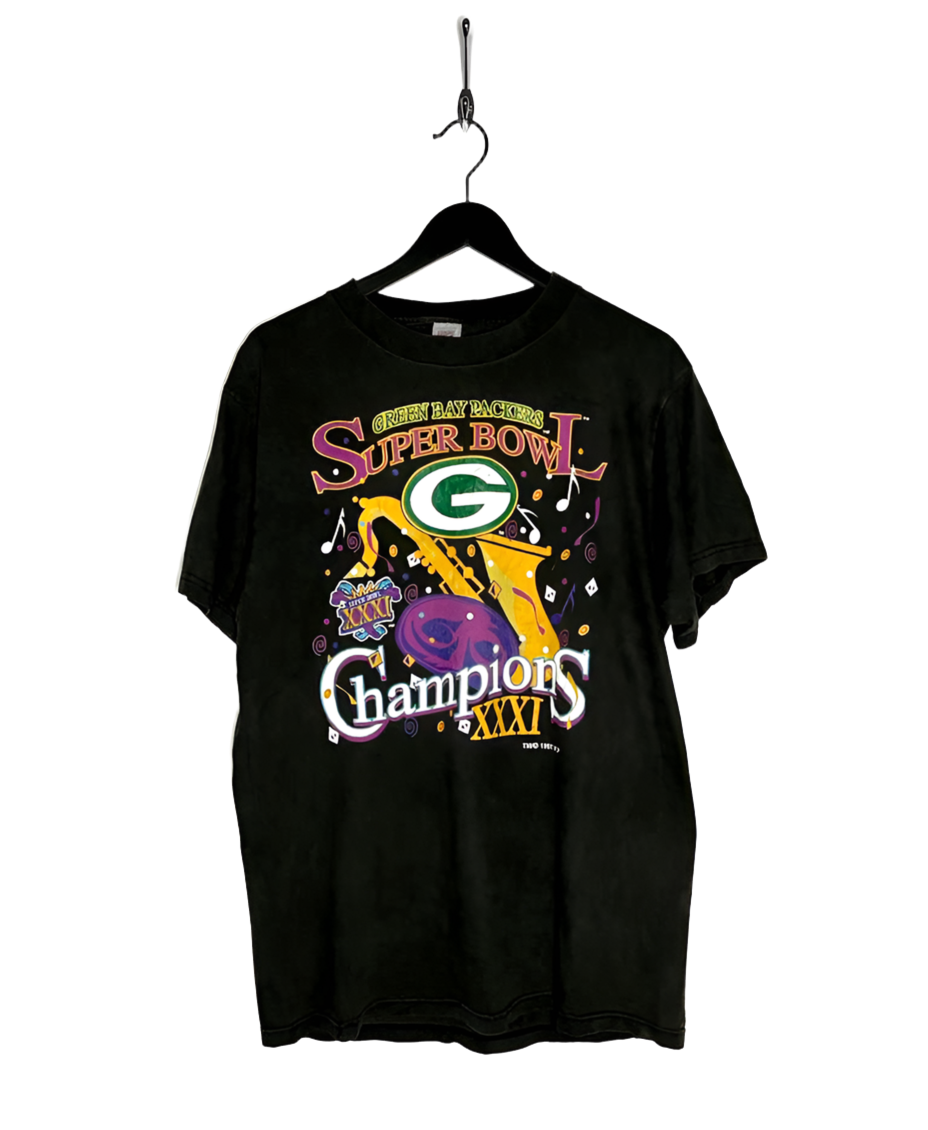 Logo 7 Green Bay Packers Vintage Super Bowl Champions XXXI (1997) Football Shirt Größe L