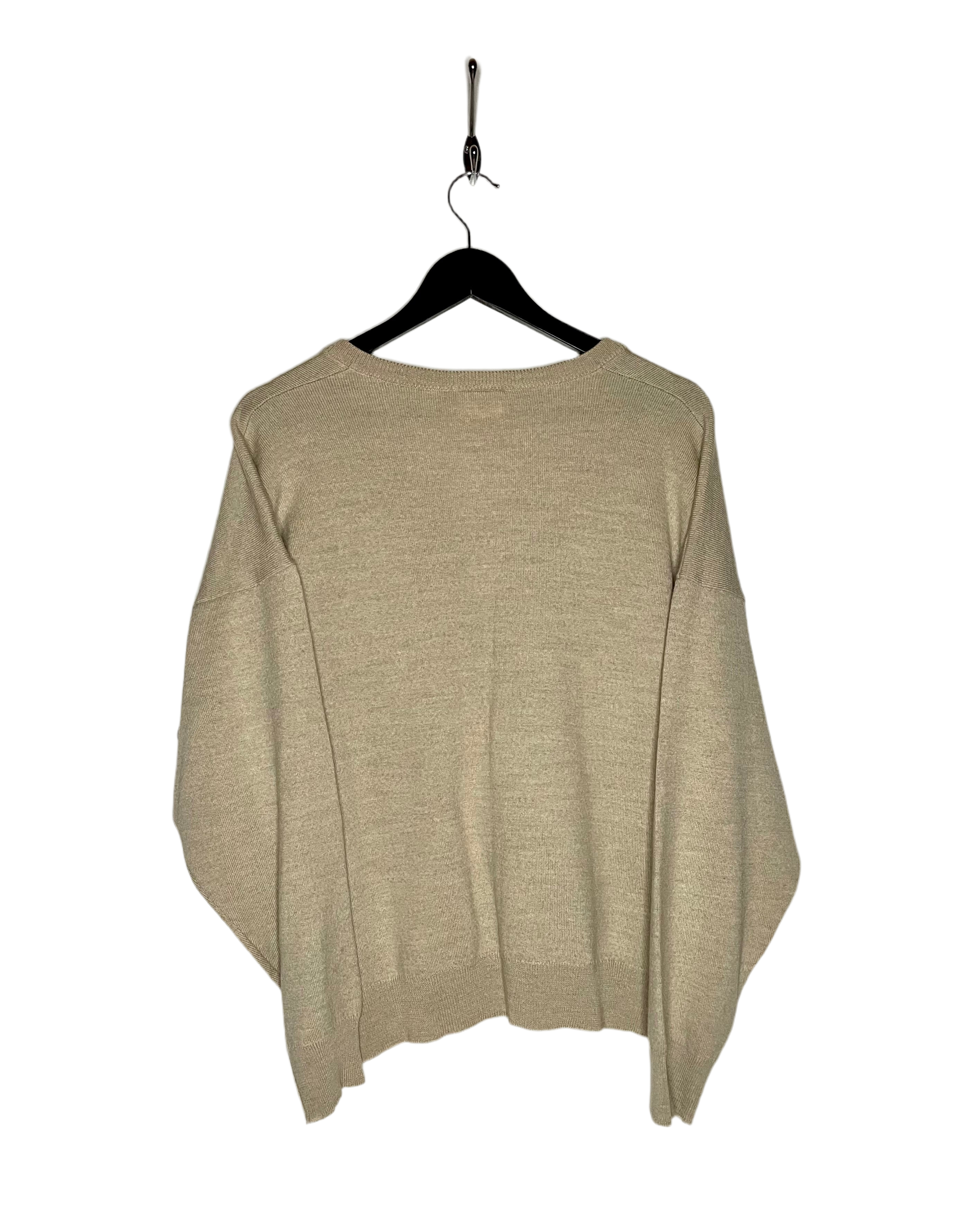 Lacoste V-Neck Sweater Beige Size L 