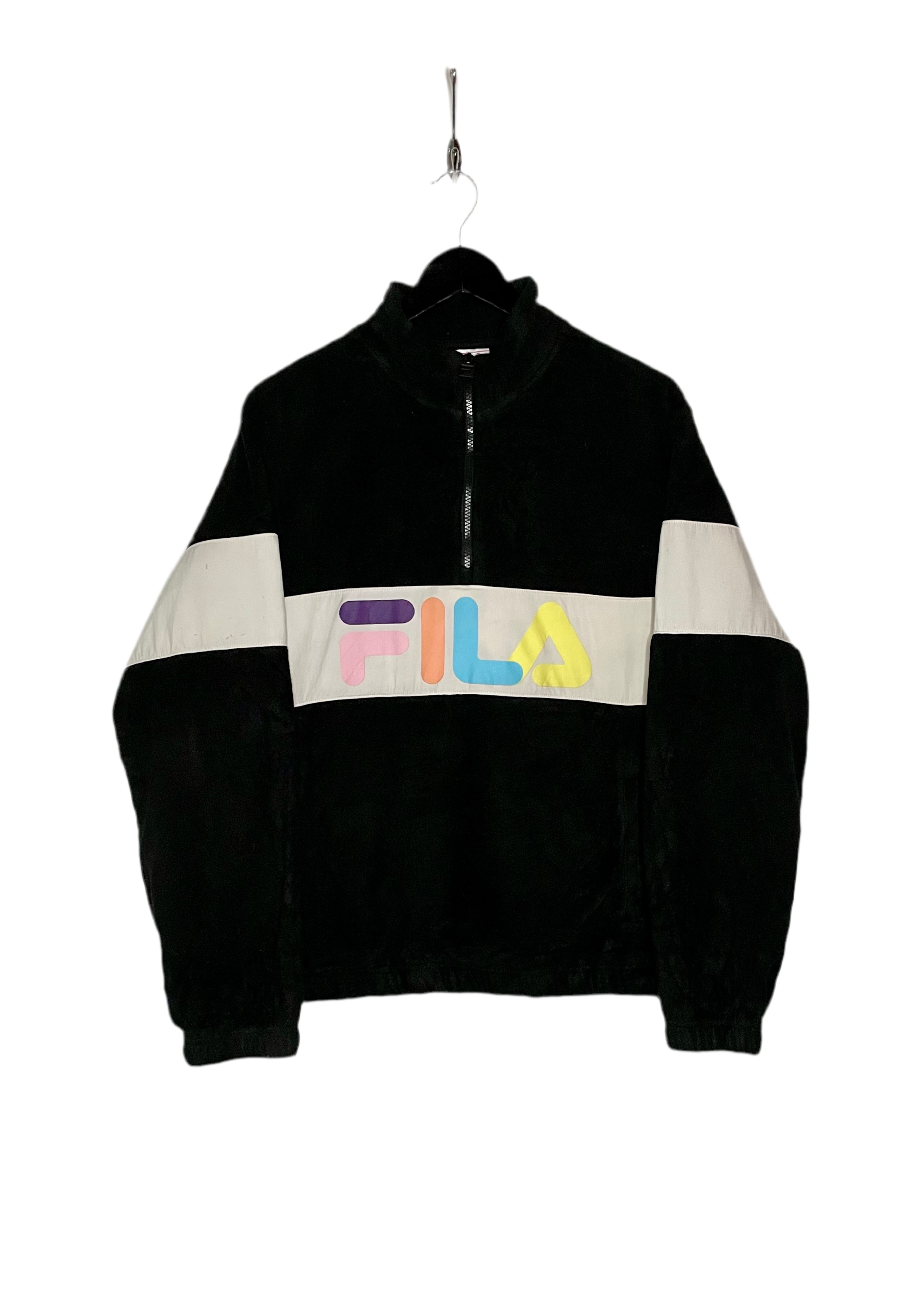 FILA Q-Zip Fleece Sweater Schwarz Damen Größe L