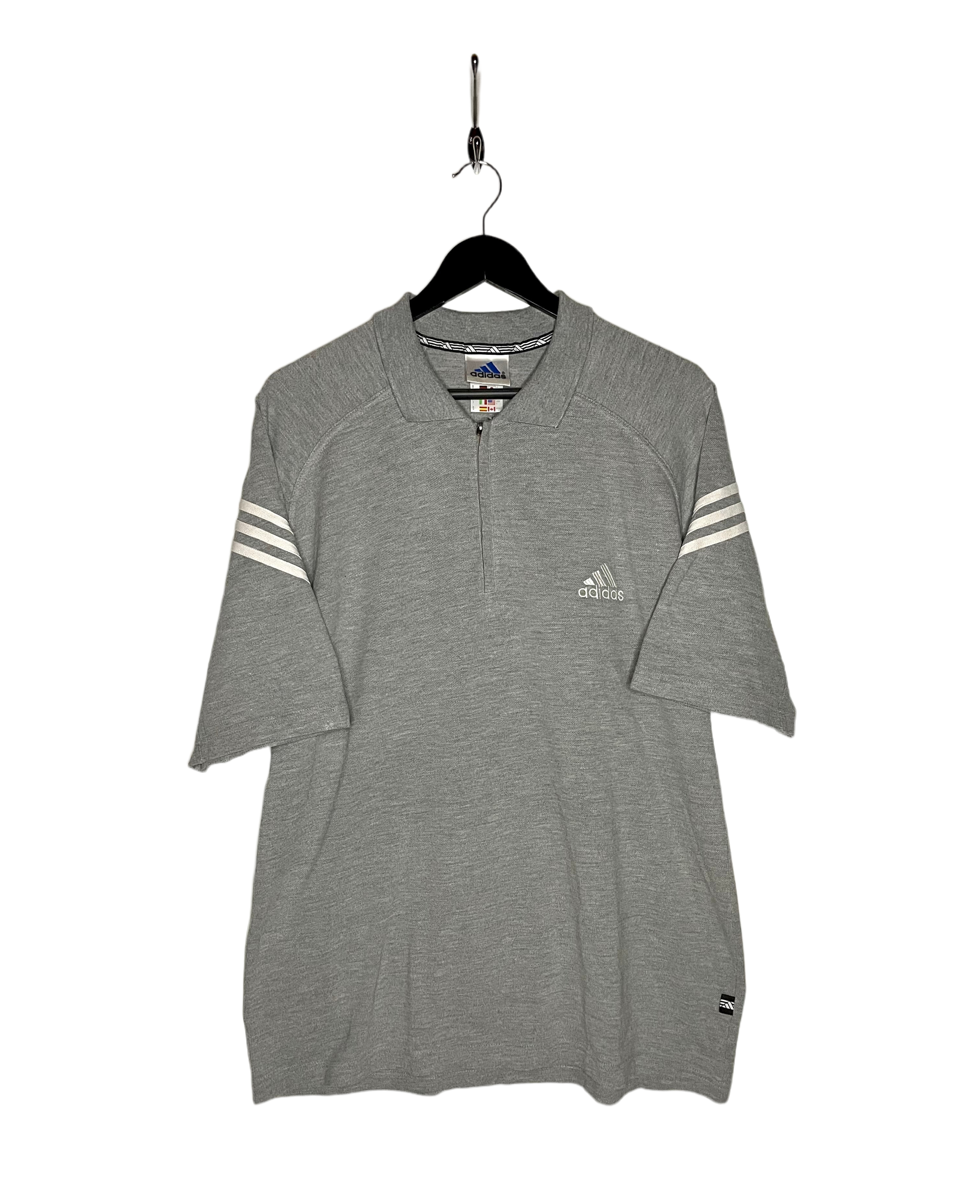 Adidas vintage polo shirt with zipper gray size L 
