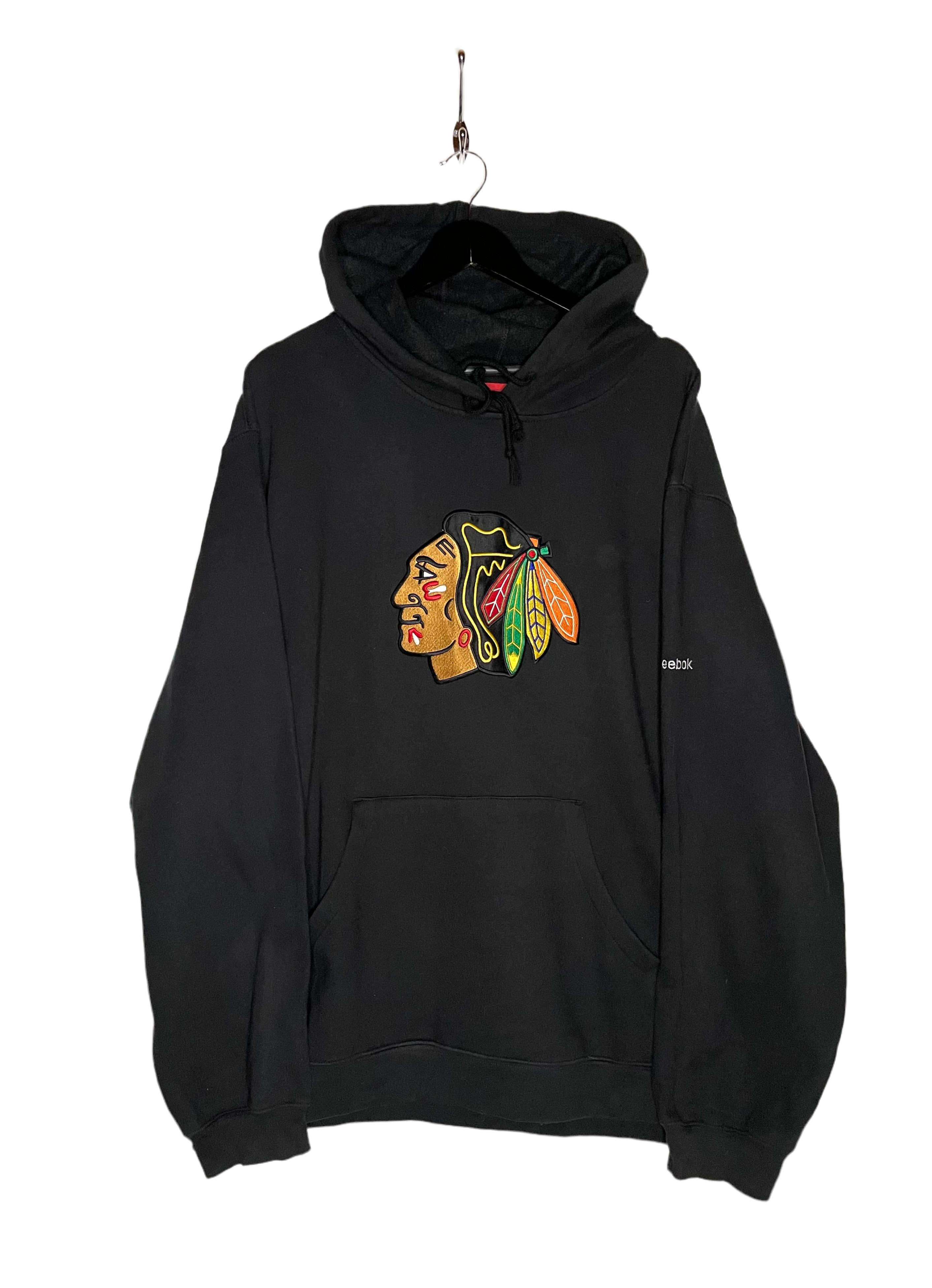 Reebok Hoodie NHL Chicago Blackhawks Schwarz Größe XL