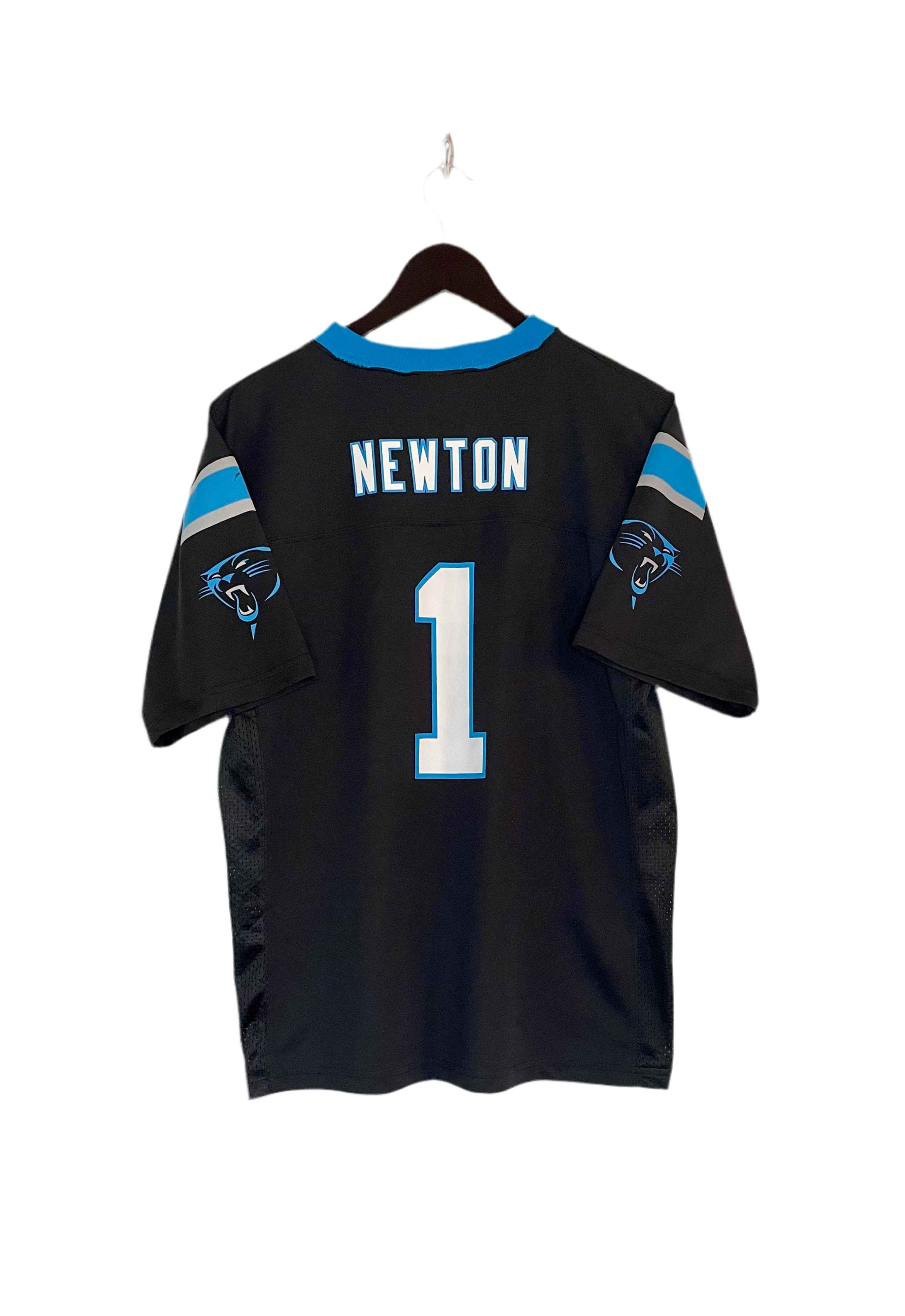 NFL Jersey Carolina Panthers #1 Cam Newton Schwarz/Blau Größe XL Kids