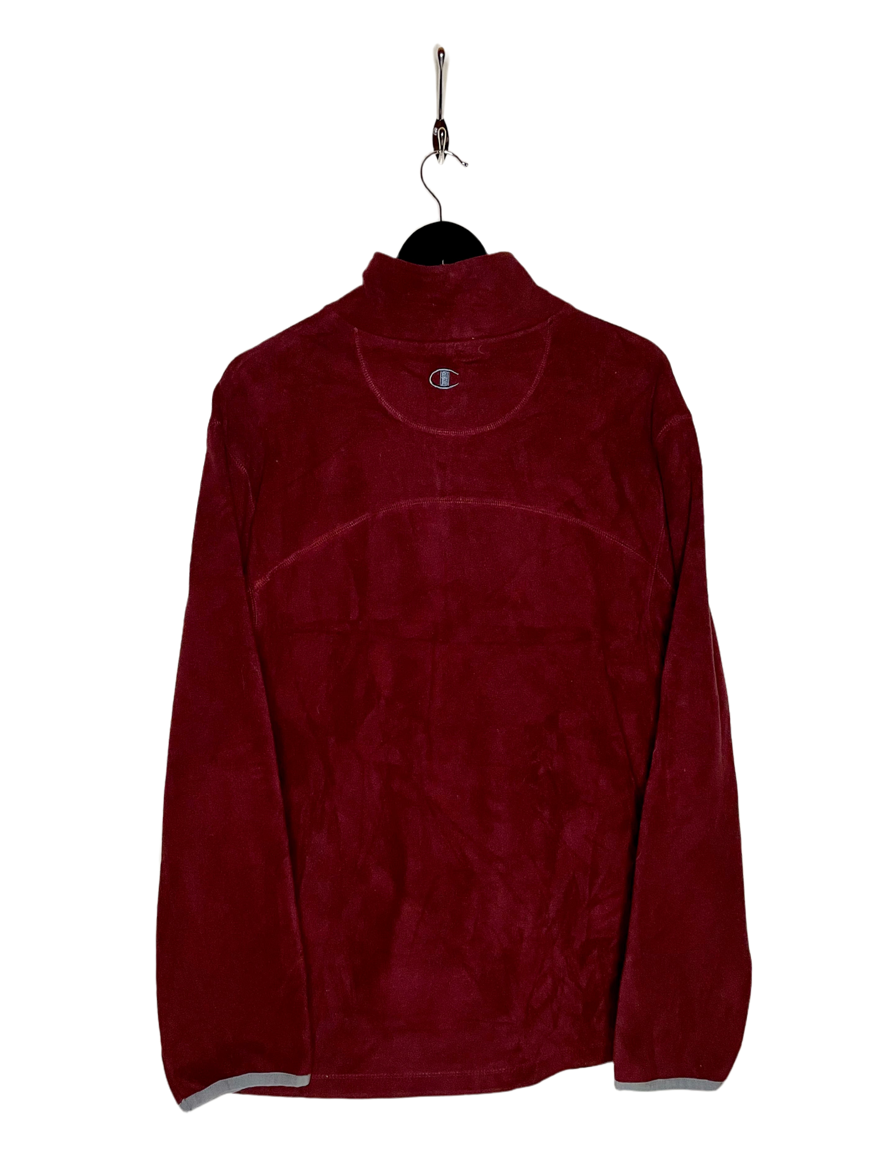 Champion Zip Fleece Sweater Wine Red Size XL 