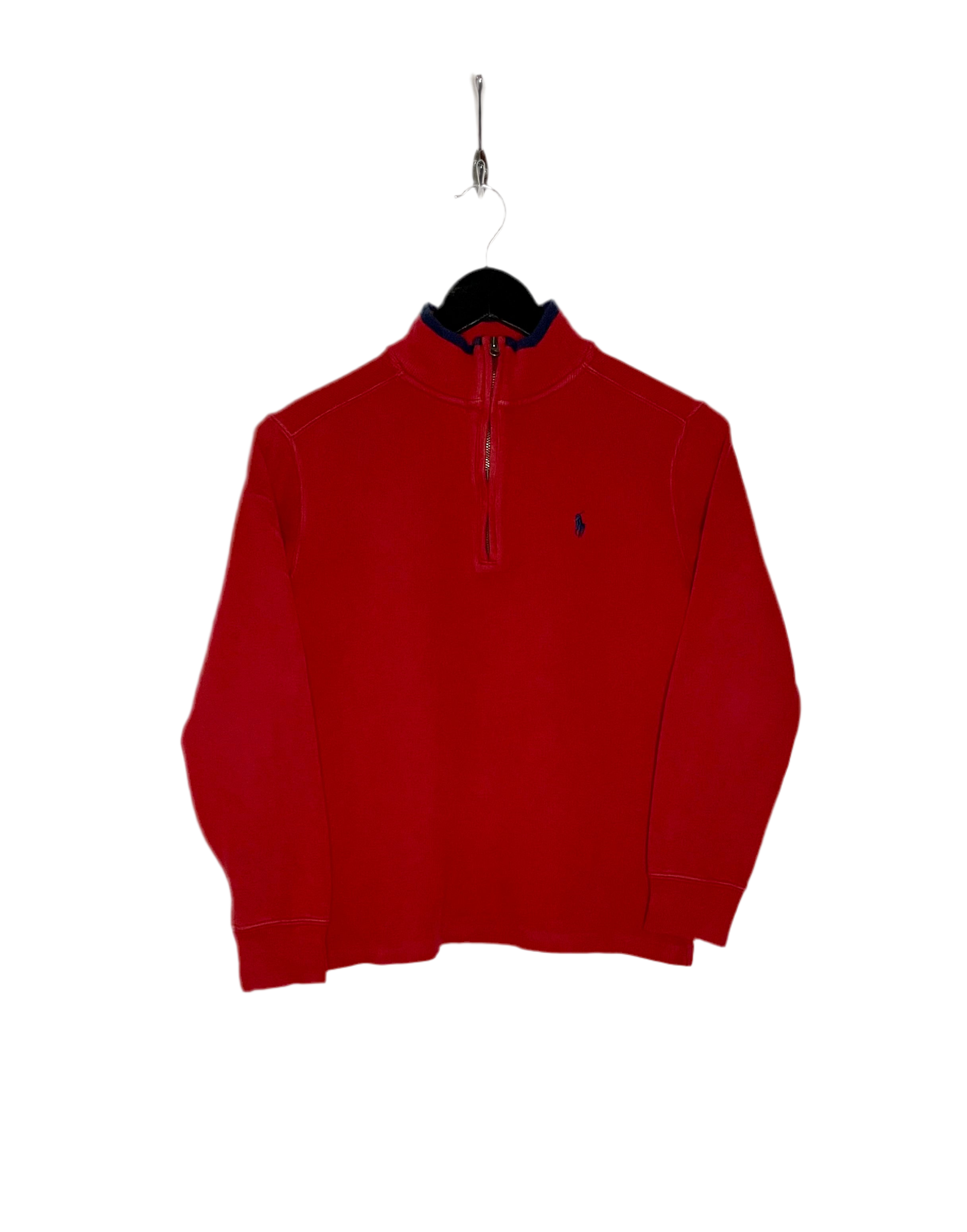 Ralph Lauren Vintage Q-Zip Pullover Rot Größe M Kinder