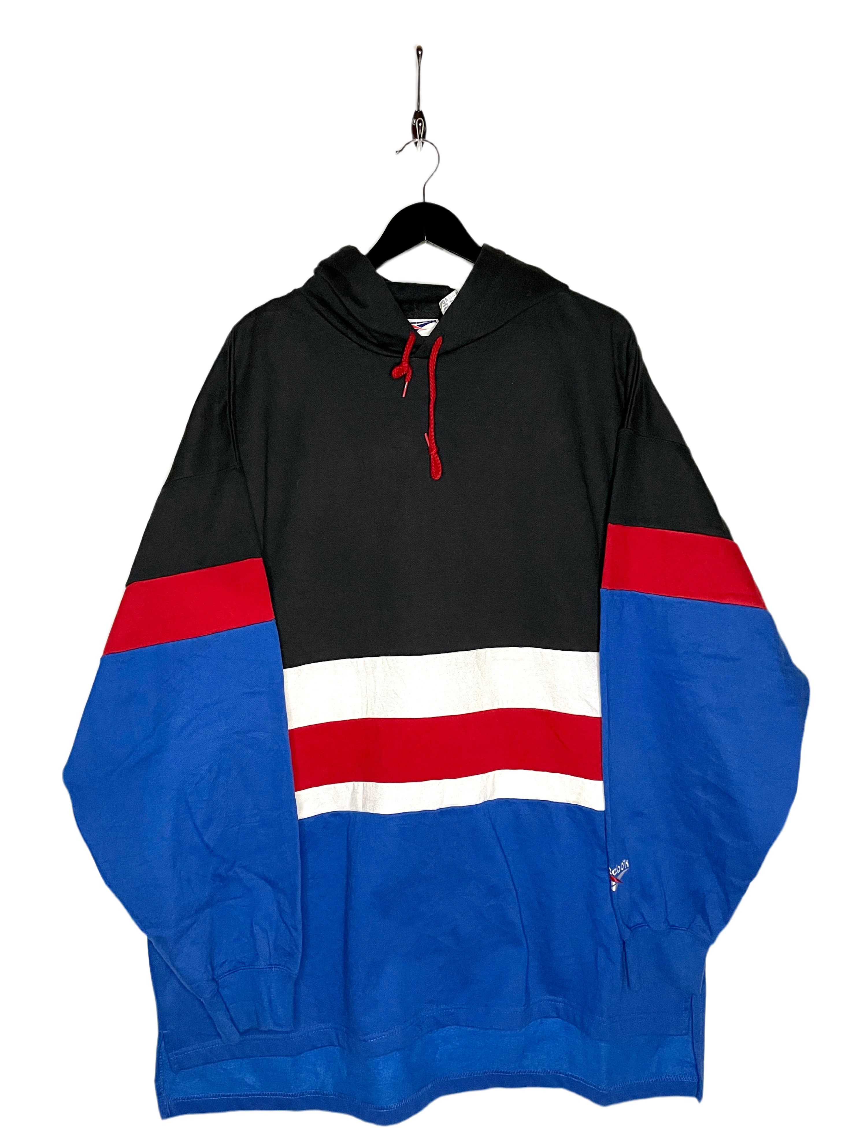 Reebok Vintage Hoodie Black/Blue/White/Red Size XL 