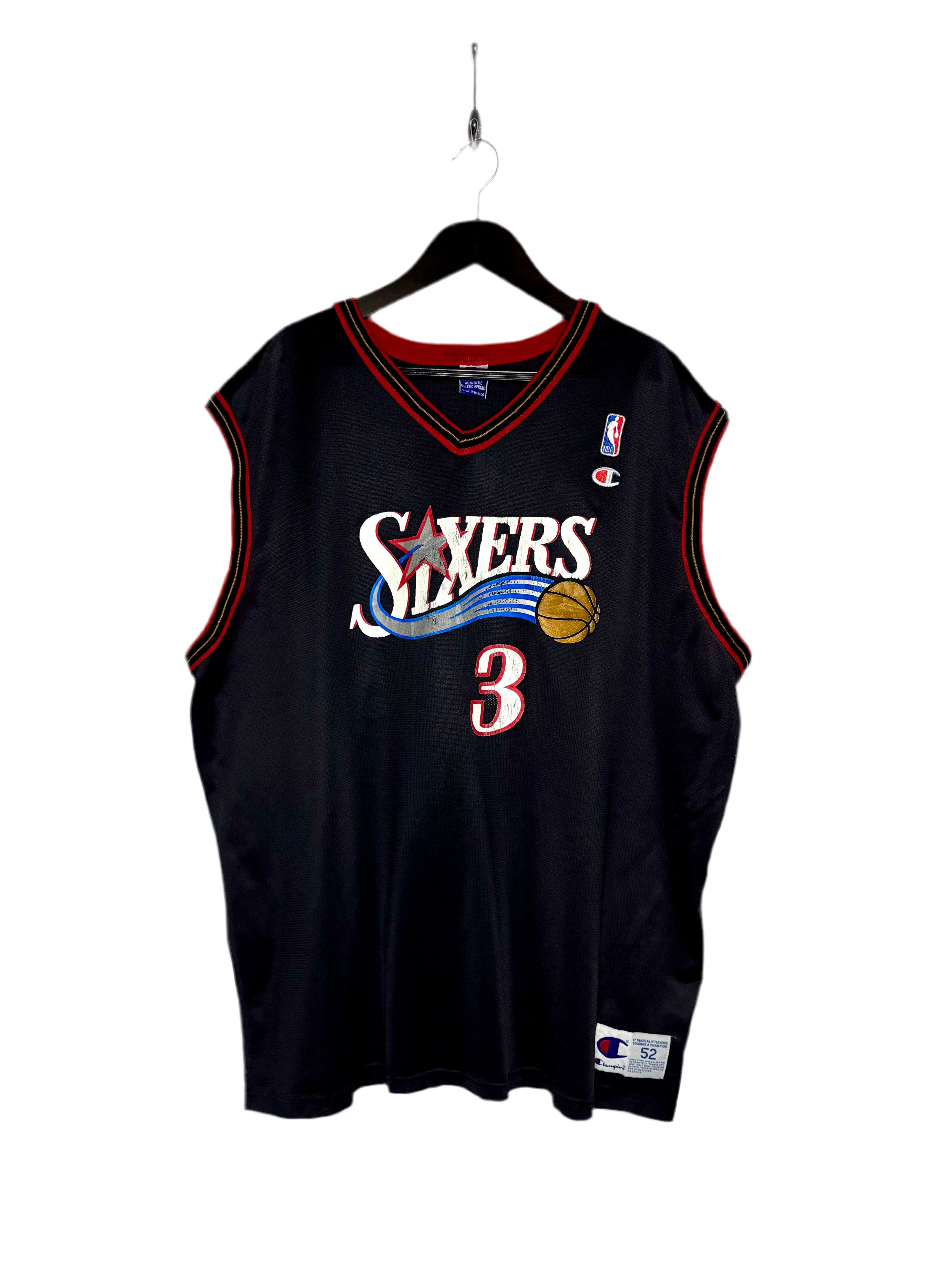 Champion NBA Vintage Philadelphia Sixers Jersey #3 Allen Iverson Schwarz Größe XXL