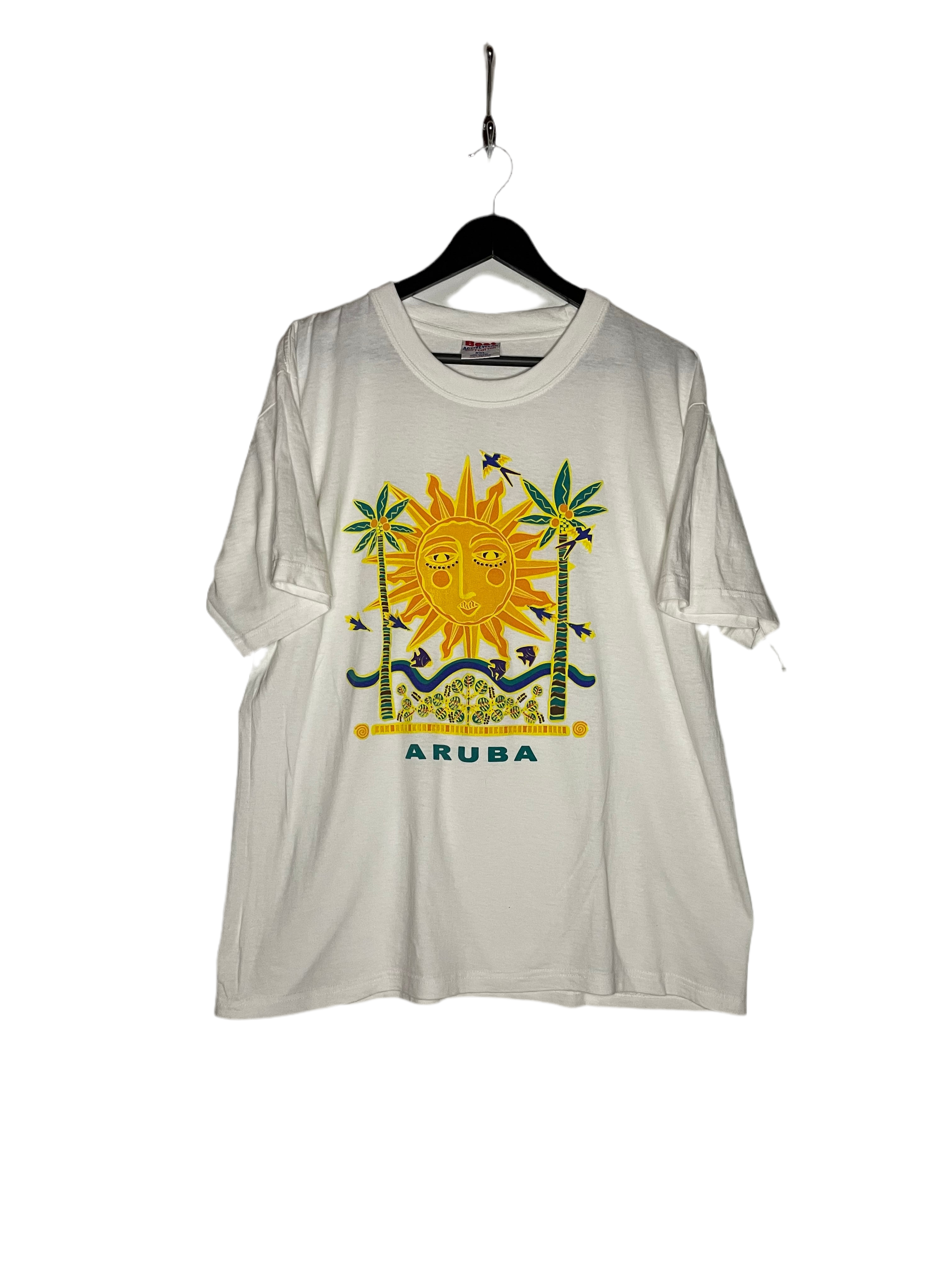 Vintage T-Shirt Aruba Weiß Größe XXL