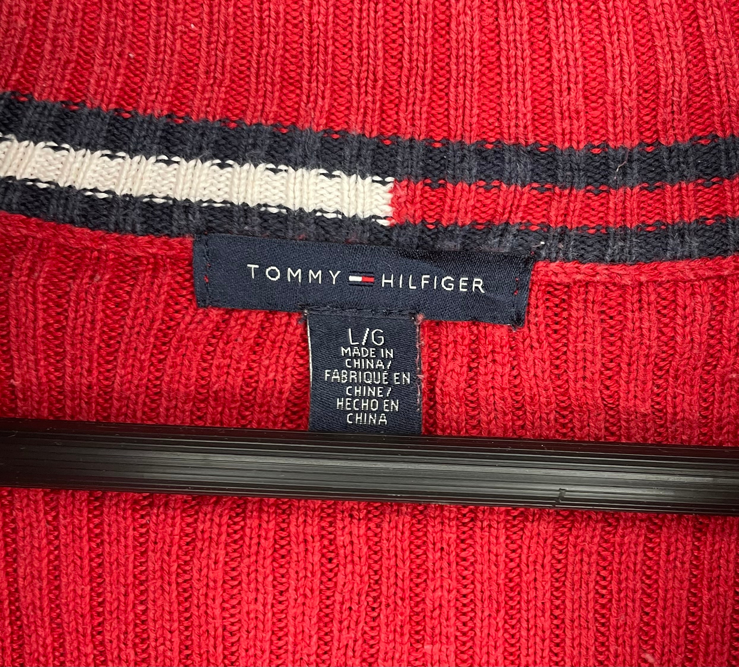 Tommy Hilfiger Vintage Q-Zip Sweater Red Size L