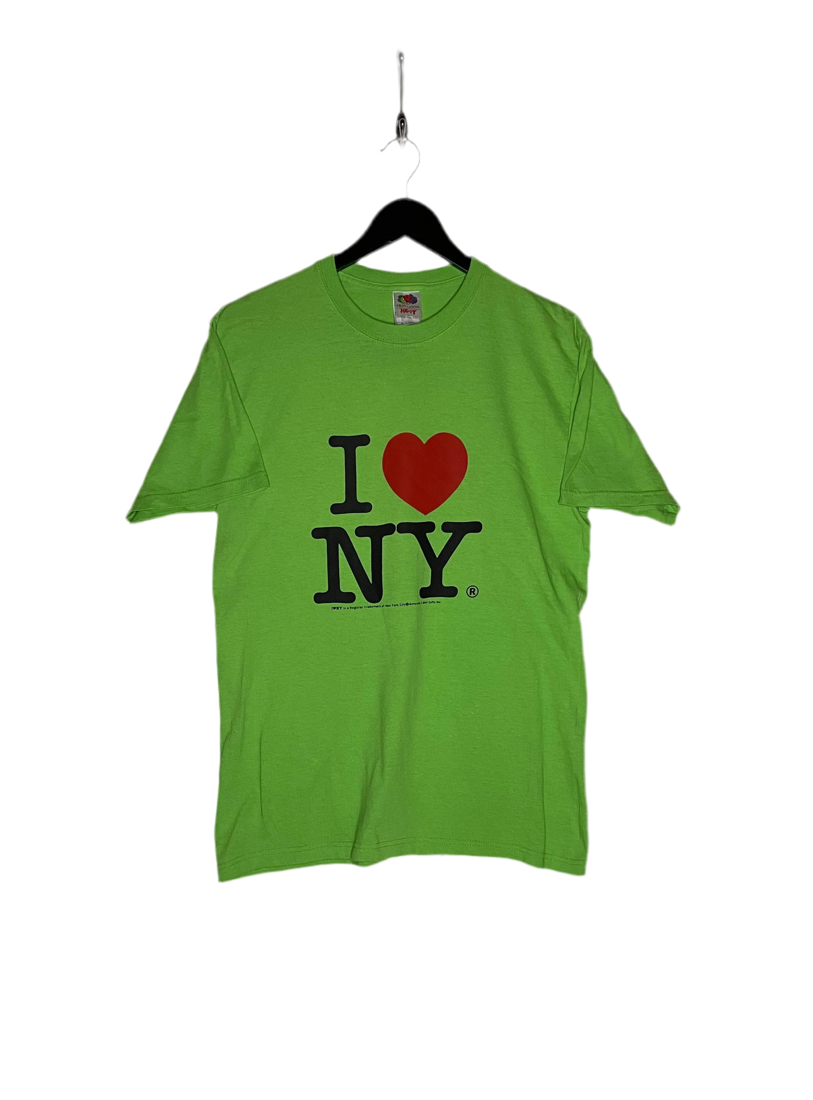 Fruit of the Loom T-Shirt I Love NY Grün Größe M