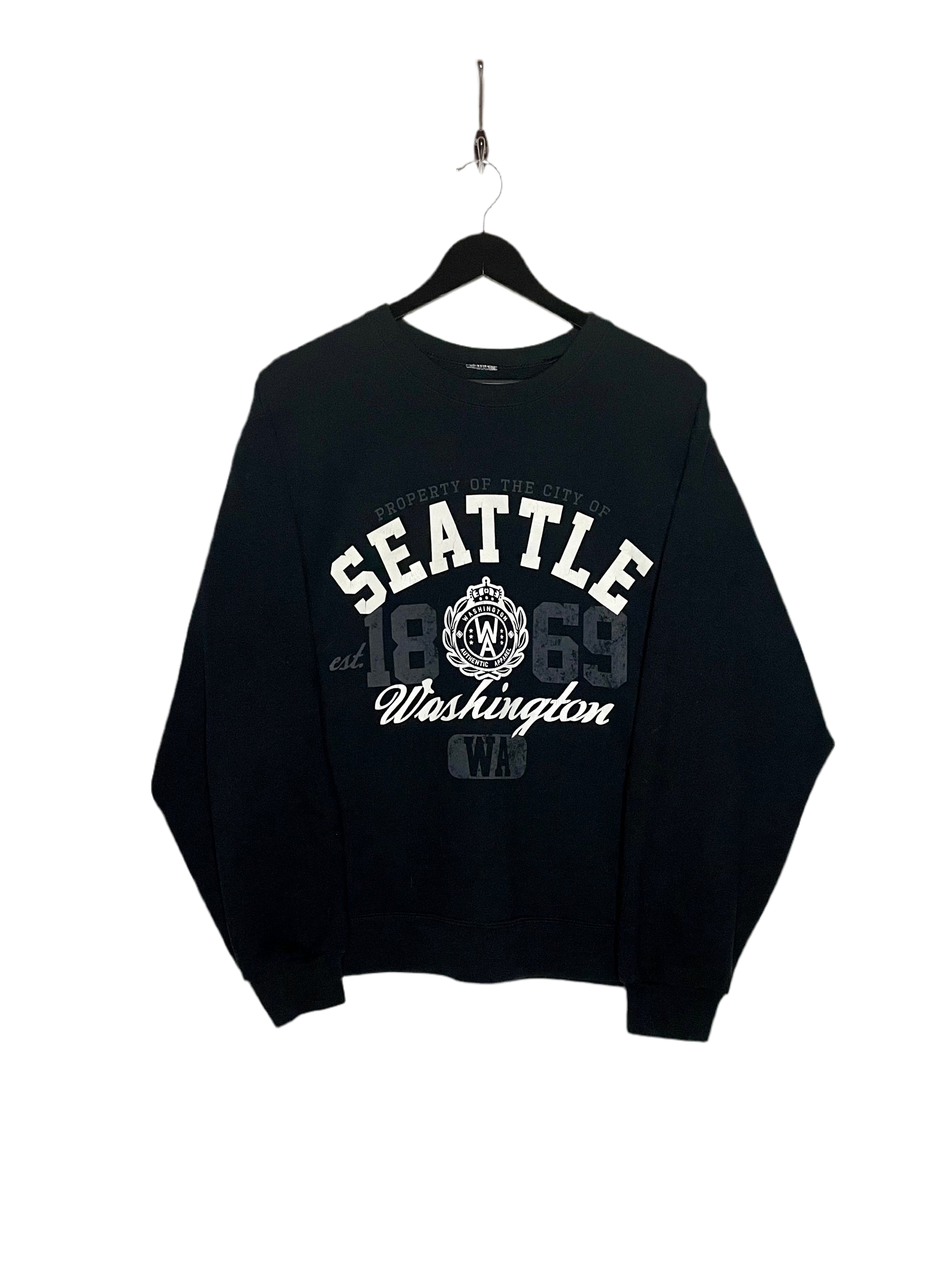 Vintage Sweater Seattle Washington Schwarz Größe M