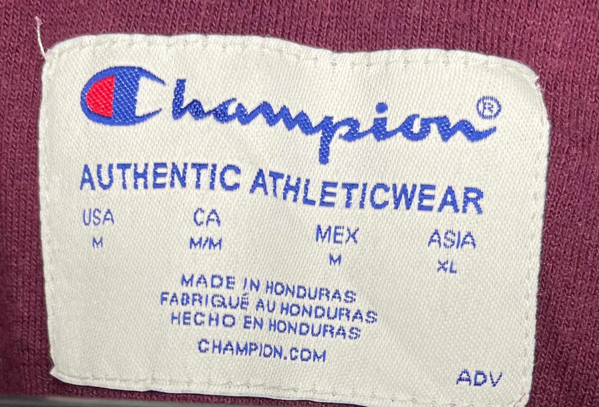 Champion Vintage Sweater Bestickt Weinrot Größe M