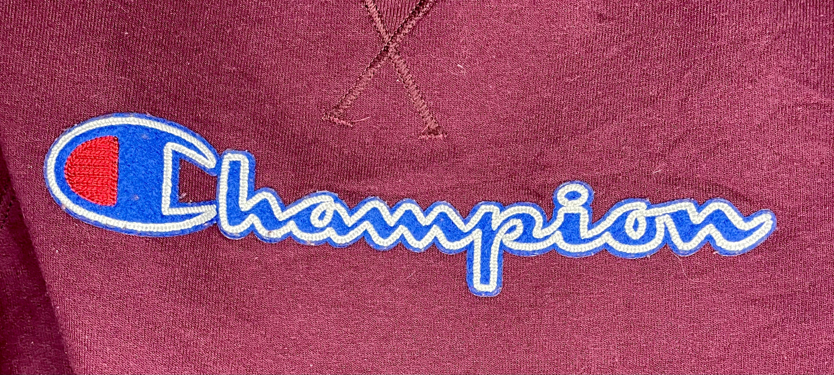 Champion Vintage Sweater Bestickt Weinrot Größe M