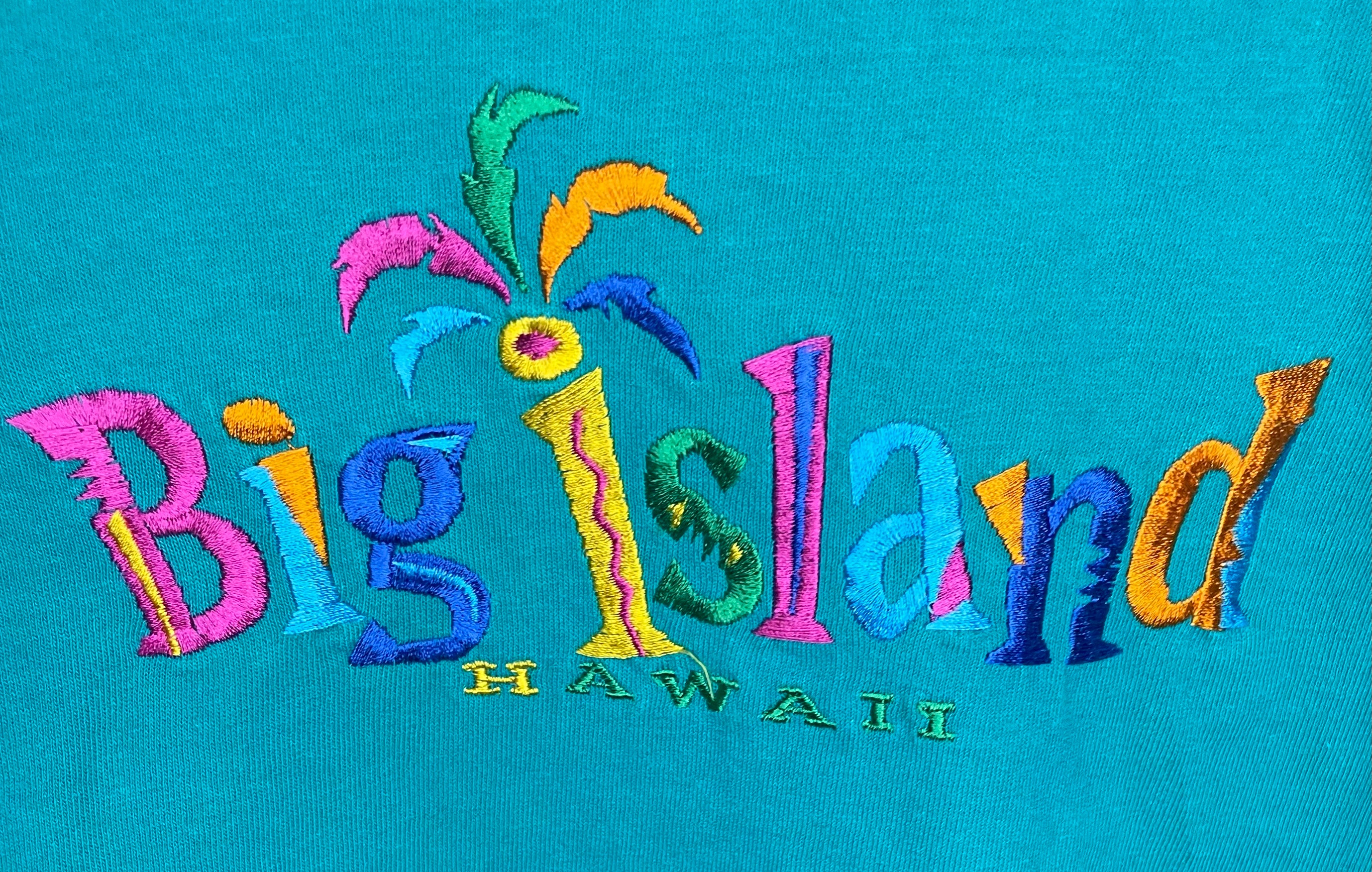 Vintage T-Shirt Big Island Hawaii Türkis Größe M