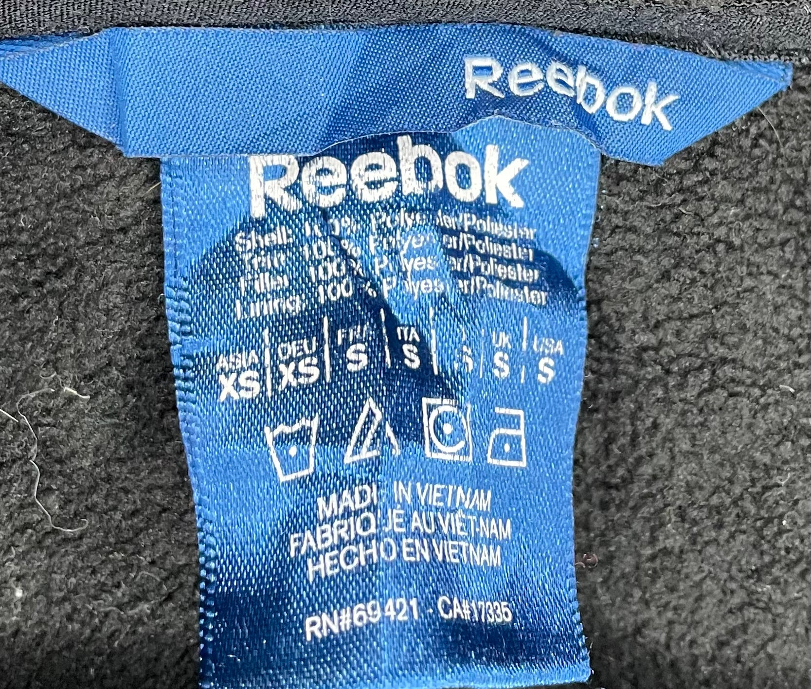 Reebok Fleece Jacke Schwarz/Blau Größe XS