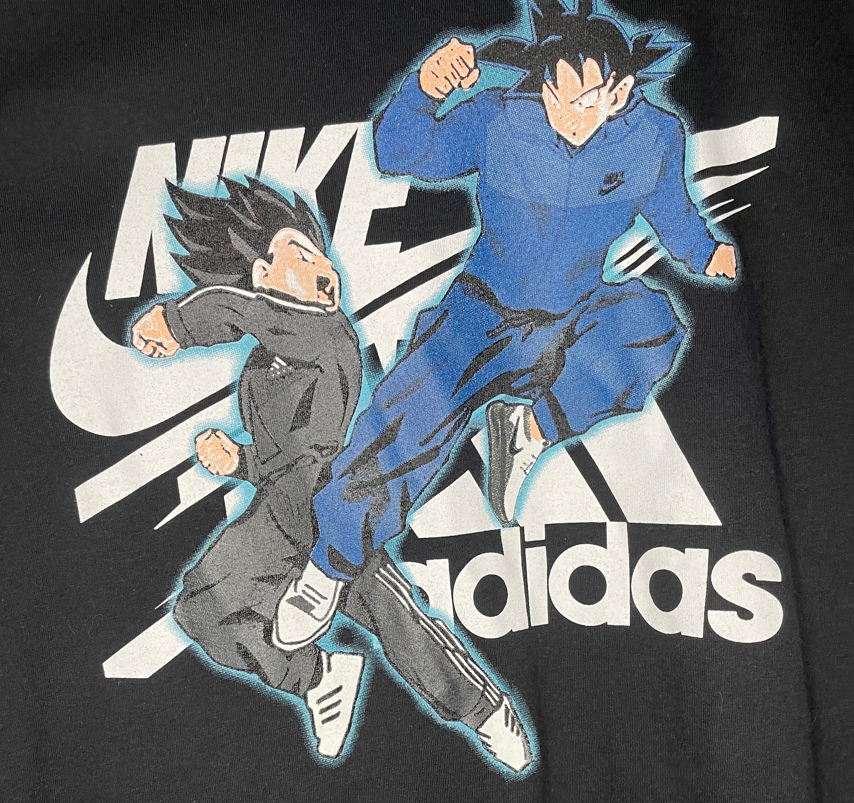 Nike X Adidas Son Goku and Vegeta Dragon Ball Super T-Shirt Schwarz Größe M