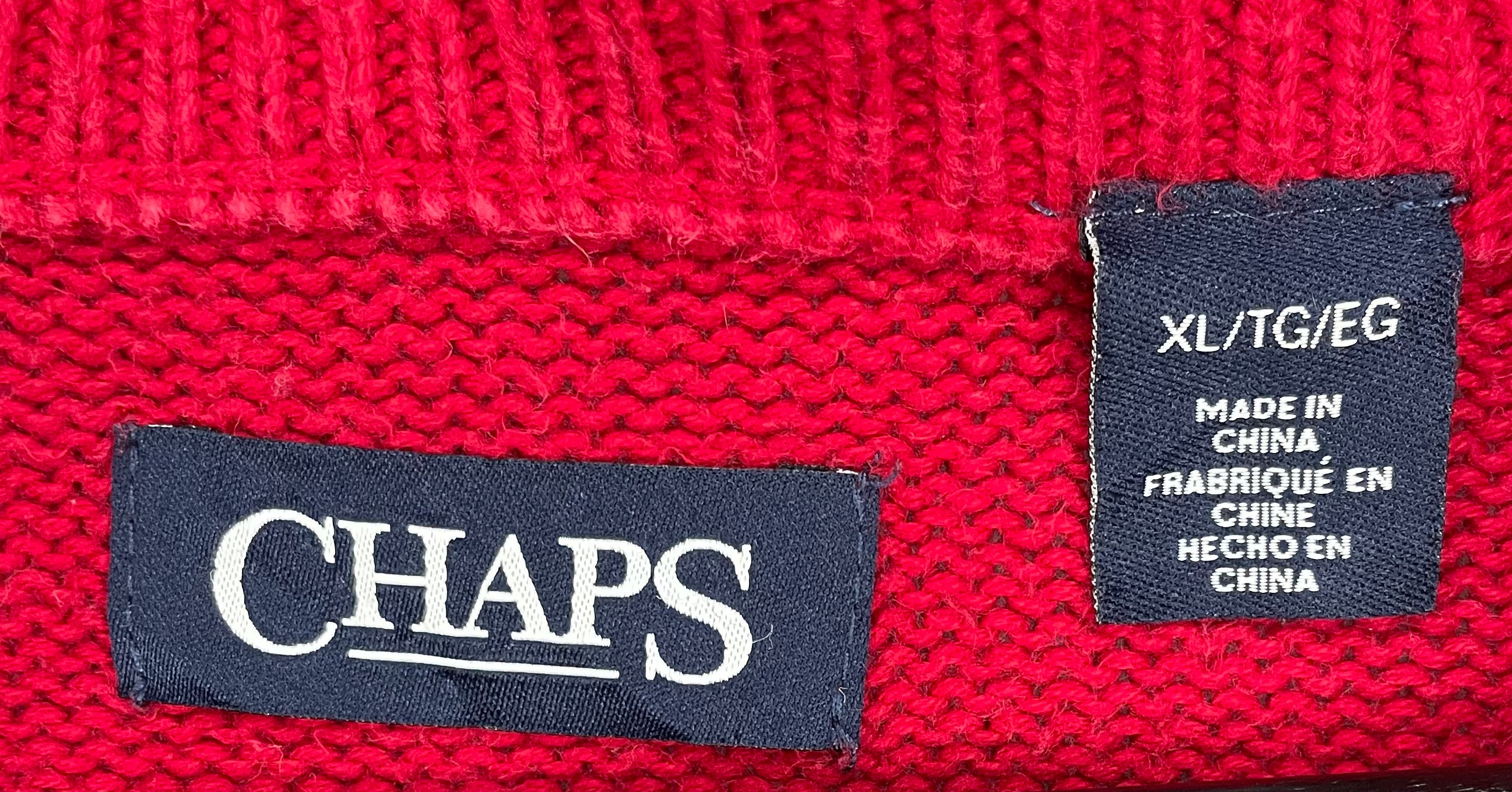 Chaps Vintage Weihnachts Q-Zip Pullover Rot Größe XL