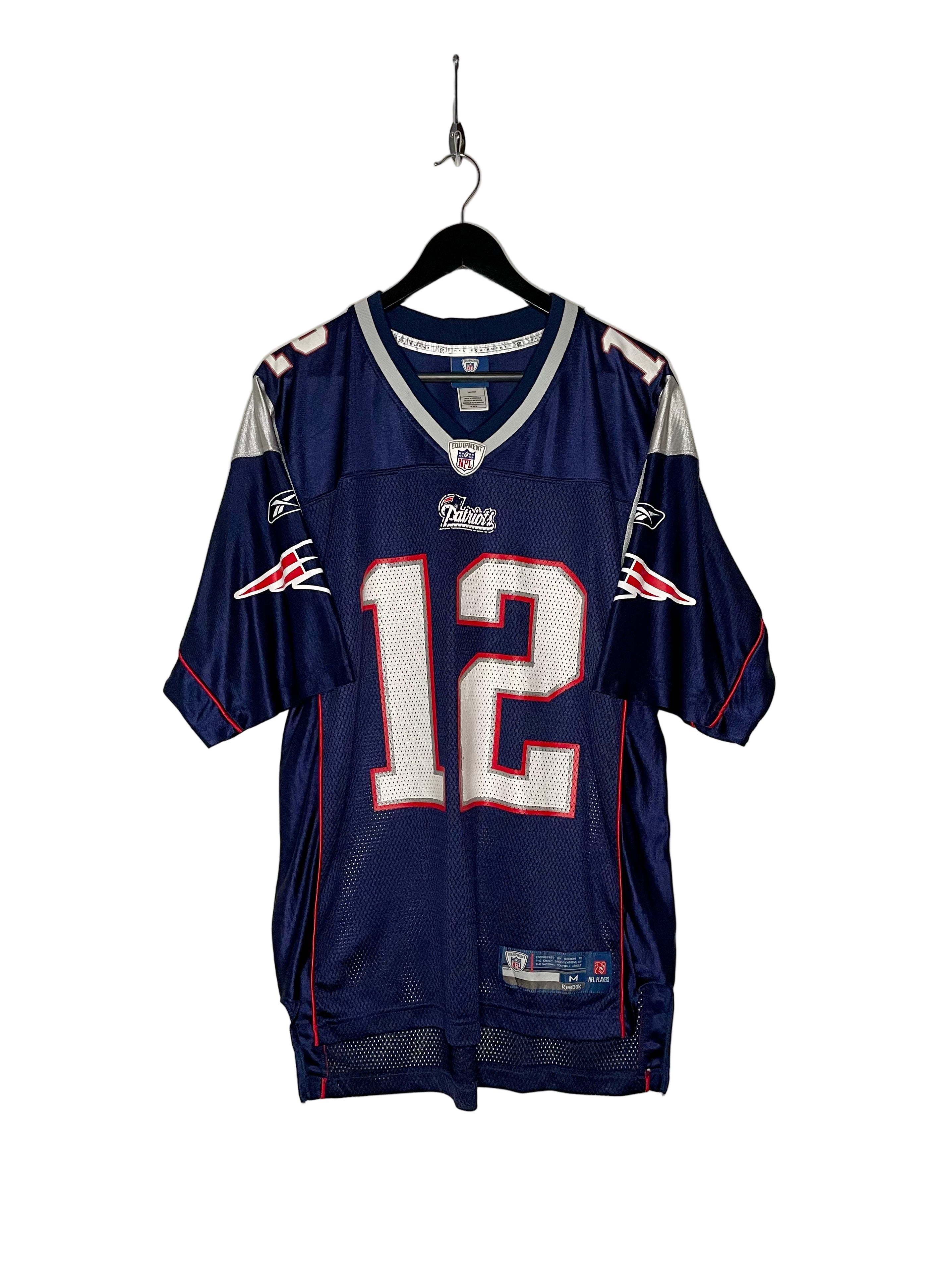 Reebok OnField New England Patriots Jersey #12 Tom Brady Blau Größe M