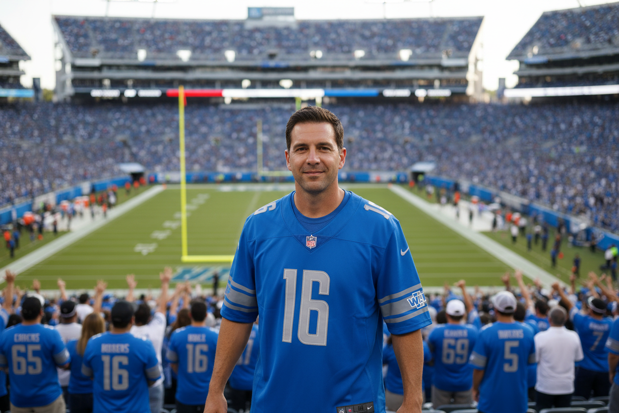 Nike OnField Detroit Lions Jersey #16 Jared Goff Light Blue Größe M