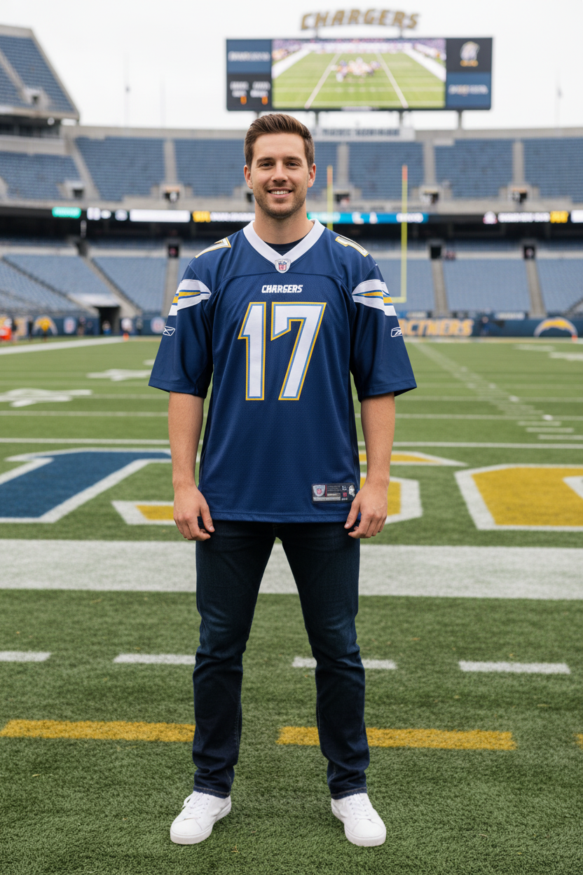 Reebok OnField San Diego Chargers Jersey #17 Philip Rivers Blau Größe XL