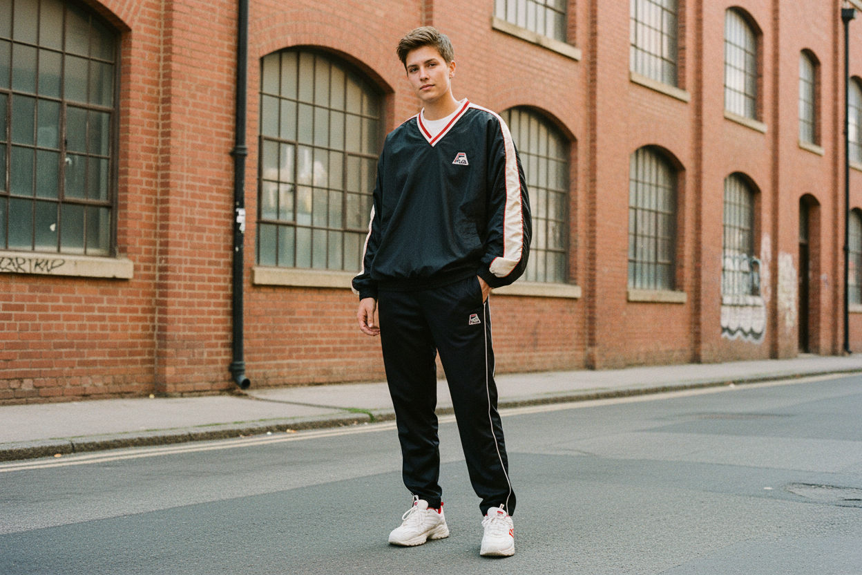 FILA Vintage Windbreaker Schwarz Größe L