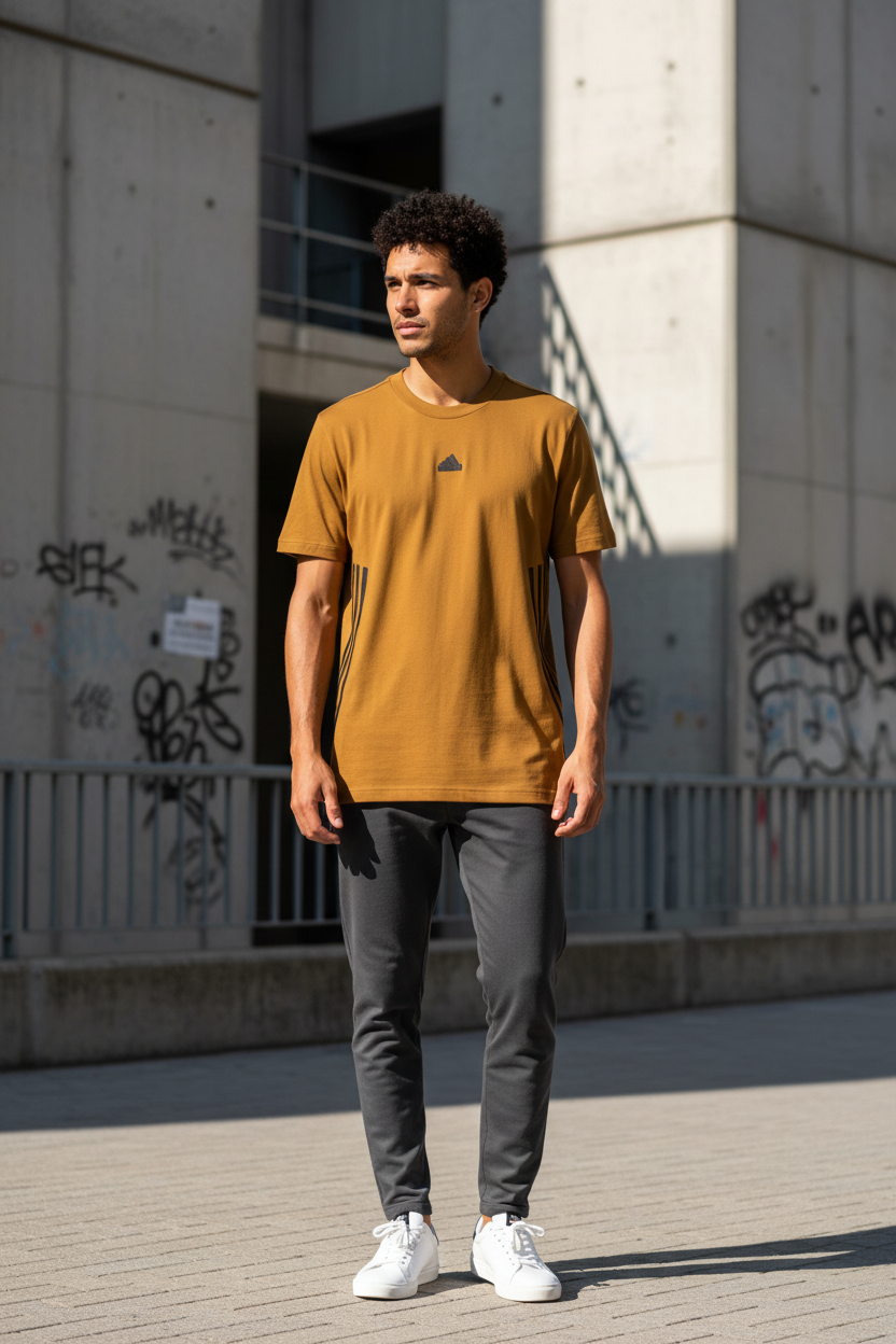 Adidas Oversize T-Shirt Gold/Schwarz Größe L