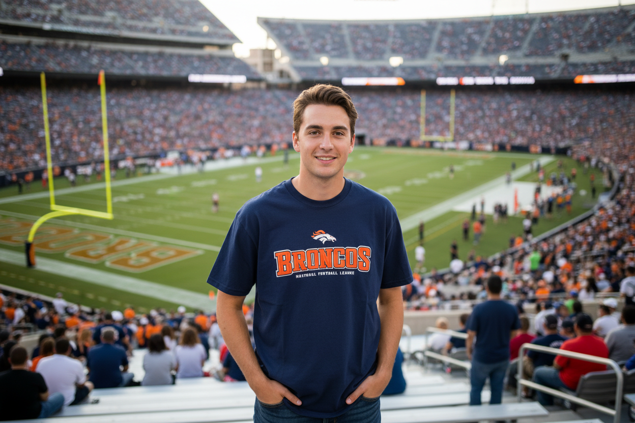 Reebok NFL T-Shirt Denver Broncos Blau Größe XL