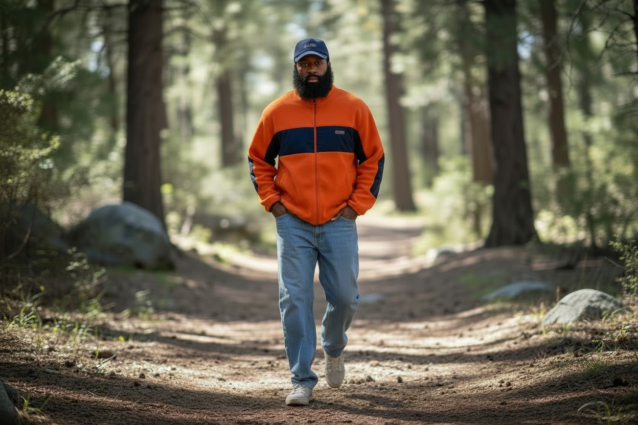 Chaps Vintage Fleece Jacke Orange Größe XL