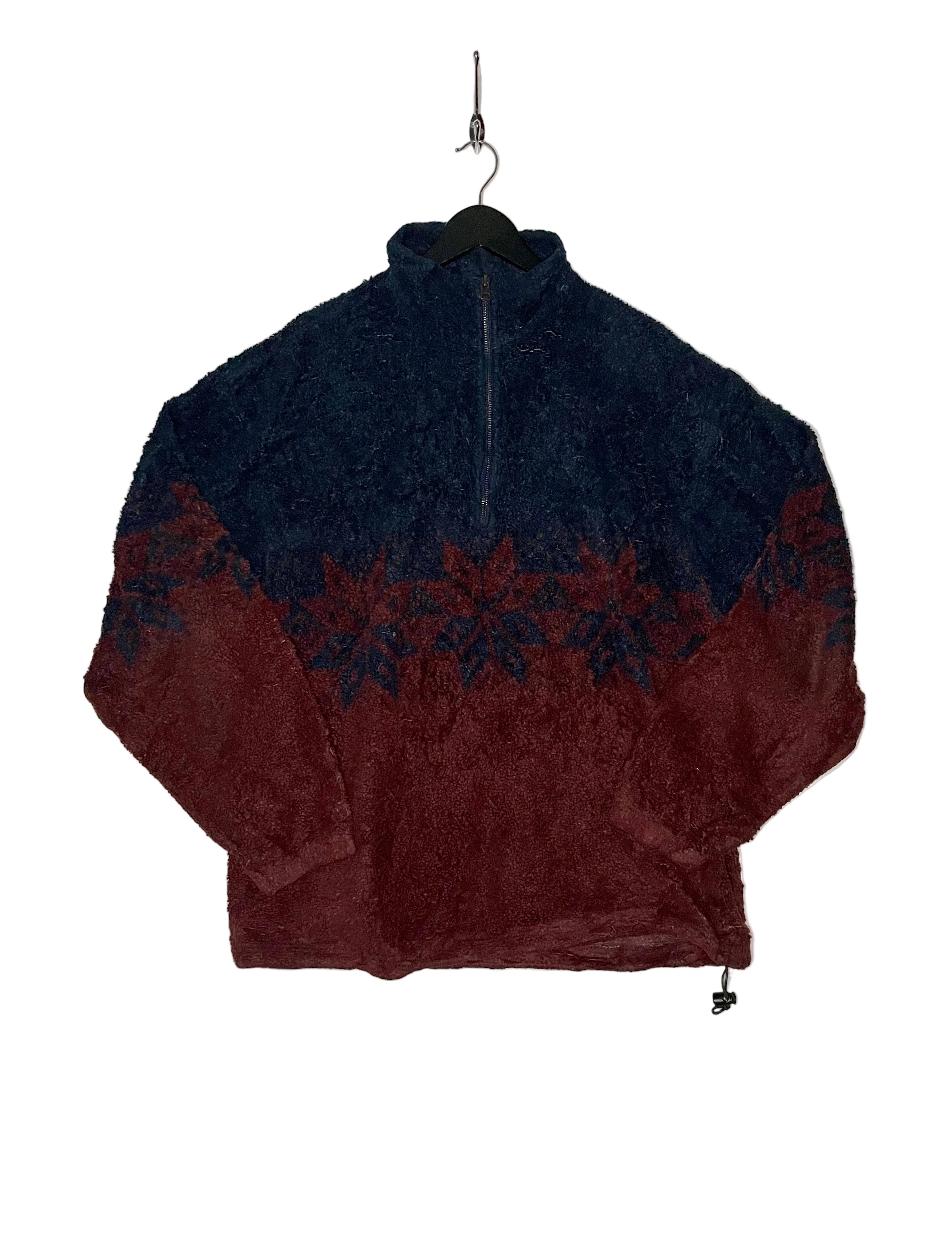 Nautica Vintage Fleece Q-Zip Pullover Blau/Rot Größe XXL