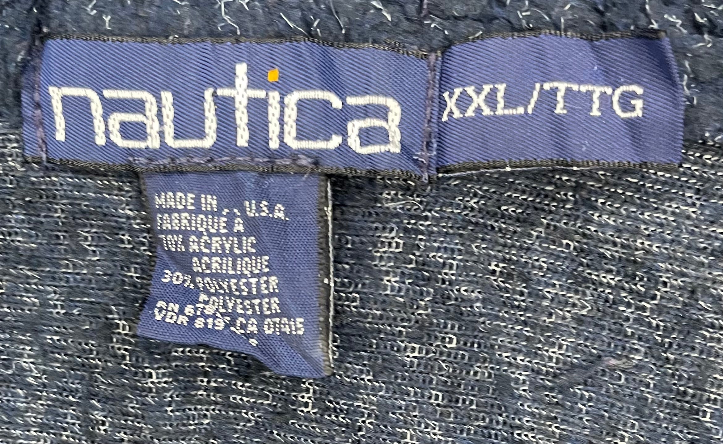 Nautica Vintage Fleece Q-Zip Pullover Blau/Rot Größe XXL