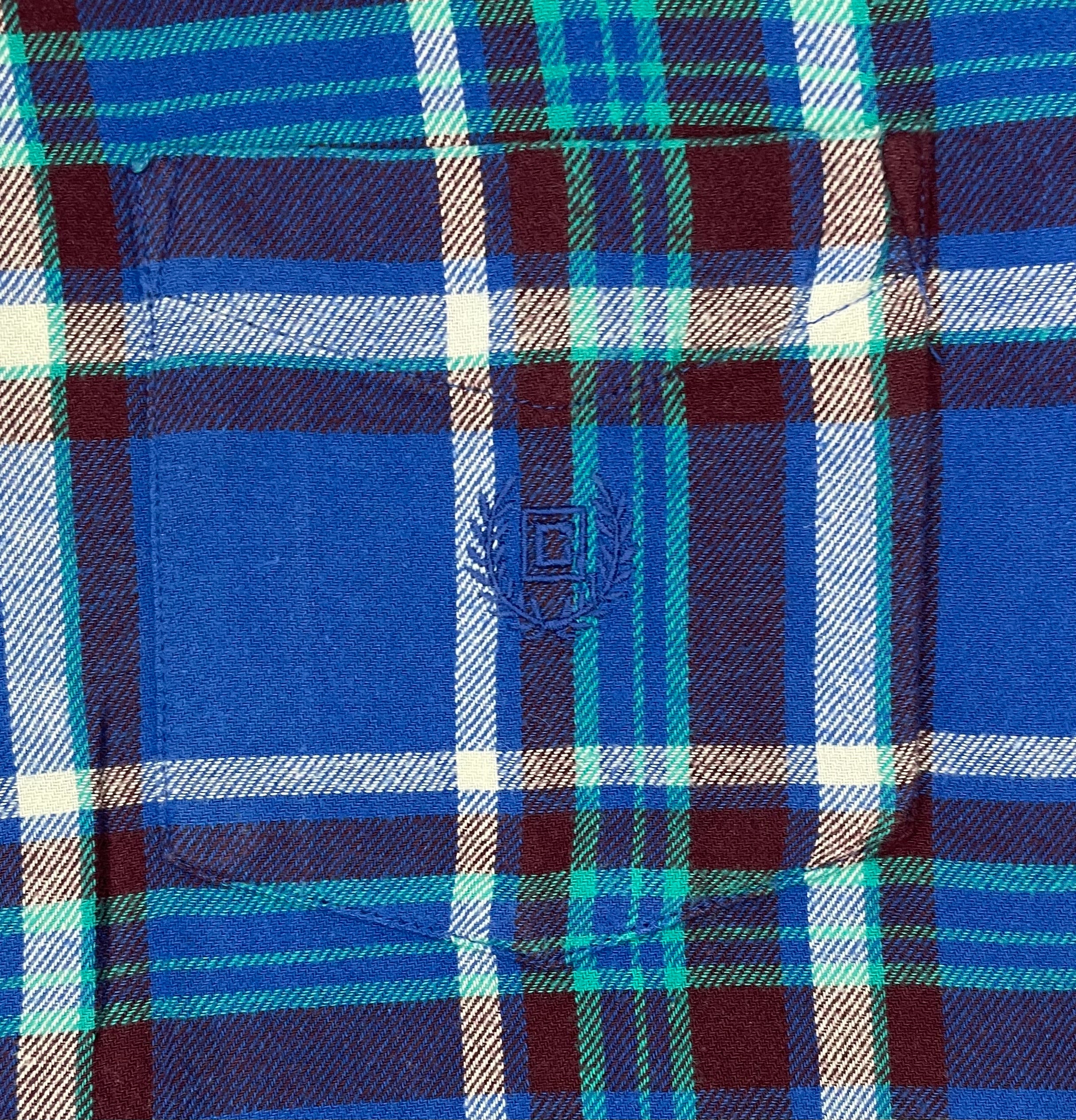 Chaps Vintage Flanell Hemd Blau kariert Größe XL