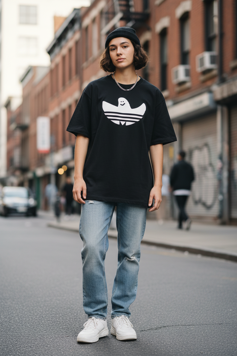 Adidas T-Shirt Originals Solid Shmoo Schwarz Größe L