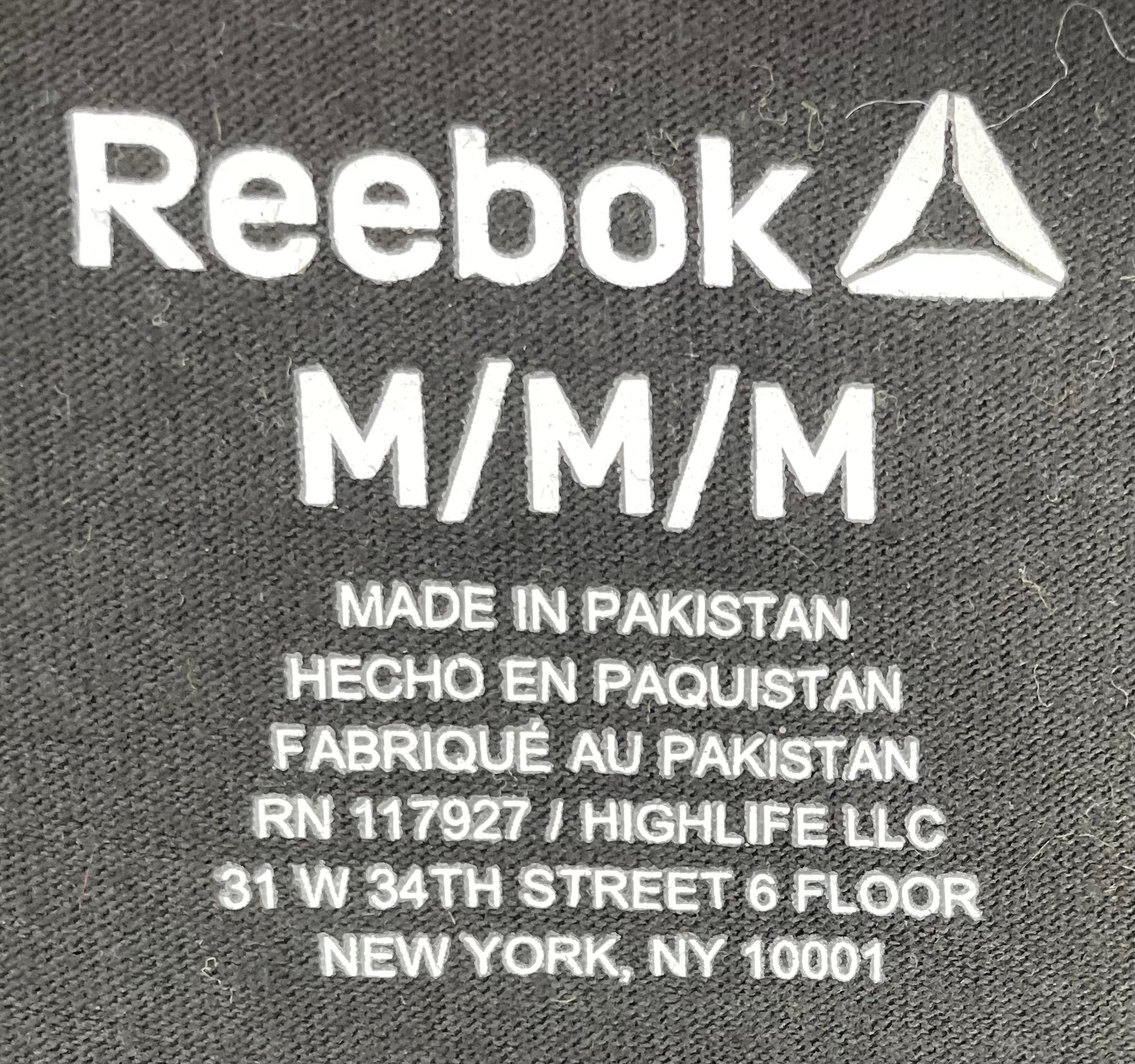 Reebok Vintage T-Shirt Logo Print Schwarz Größe M